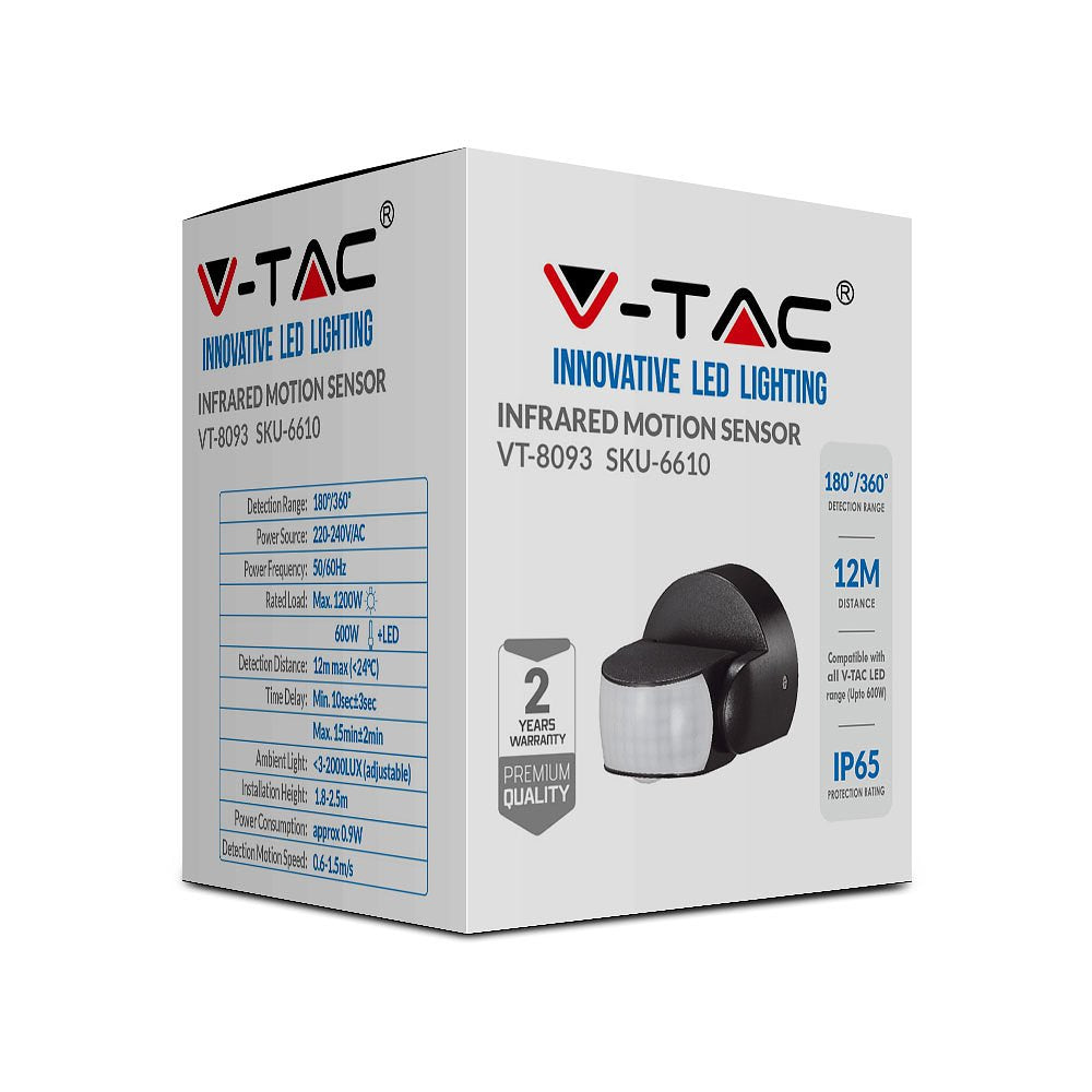 V-TAC VT-8093 Motion sensors - Black - IP65
