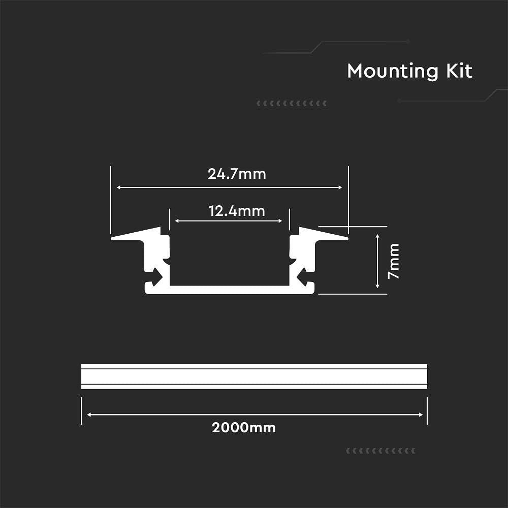 V-TAC VT-8106 LED Strip Lights - Mounting Kit Silver - IP20