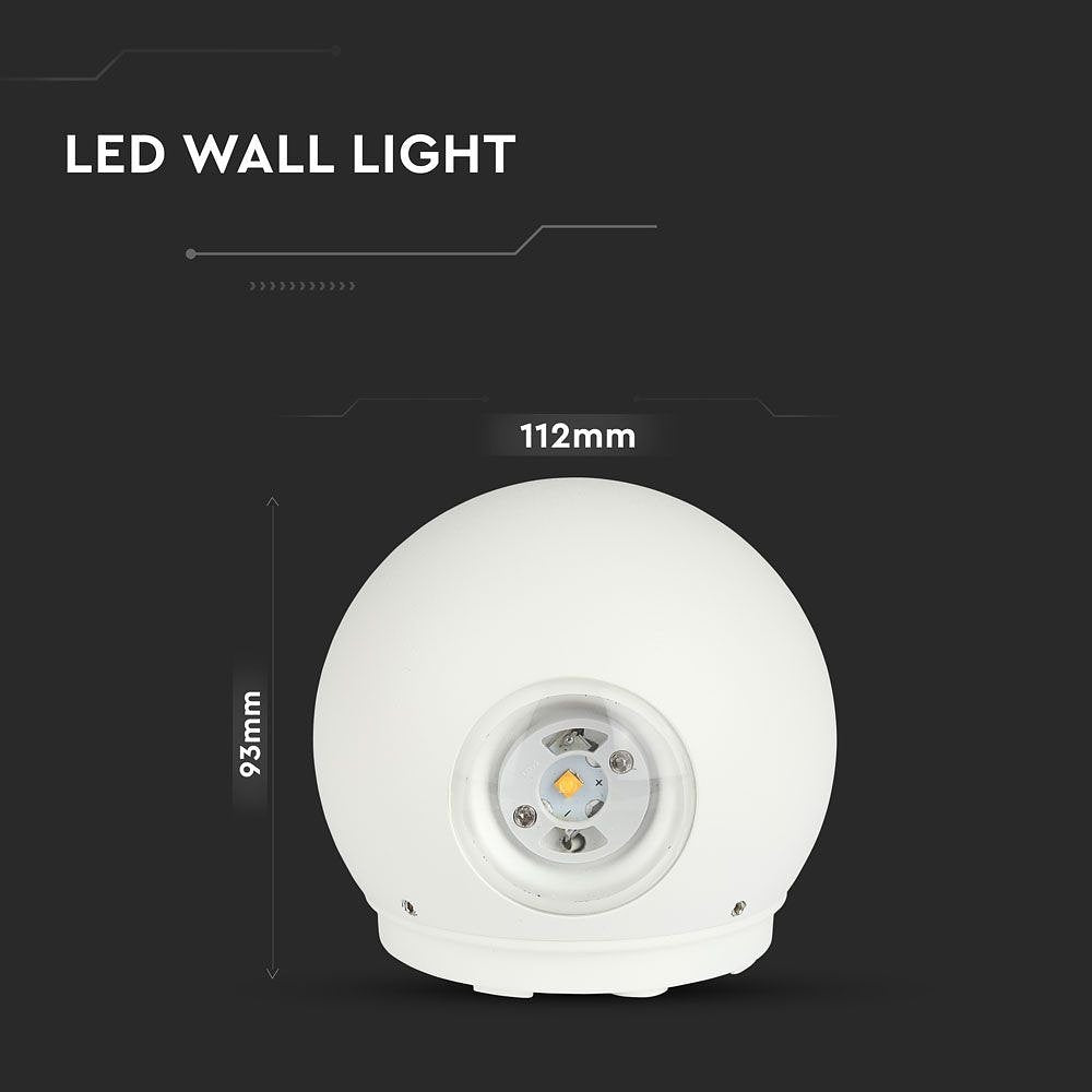 V-TAC VT-836-W-N Round LED Wall Lights - IP65 - White - 4W - 476 Lumens - 4000K