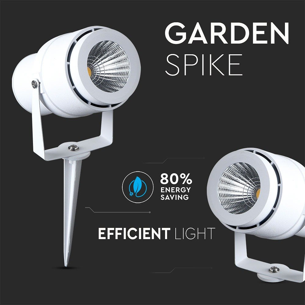 V-TAC VT-857-W Garden Spikes Outdoor Lighting - IP65 - White - 12W - 720 Lumens - Green