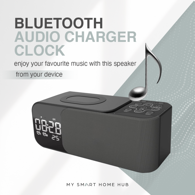 Bluetooth Luidspreker met Alarm Klok en Draadloze Oplader