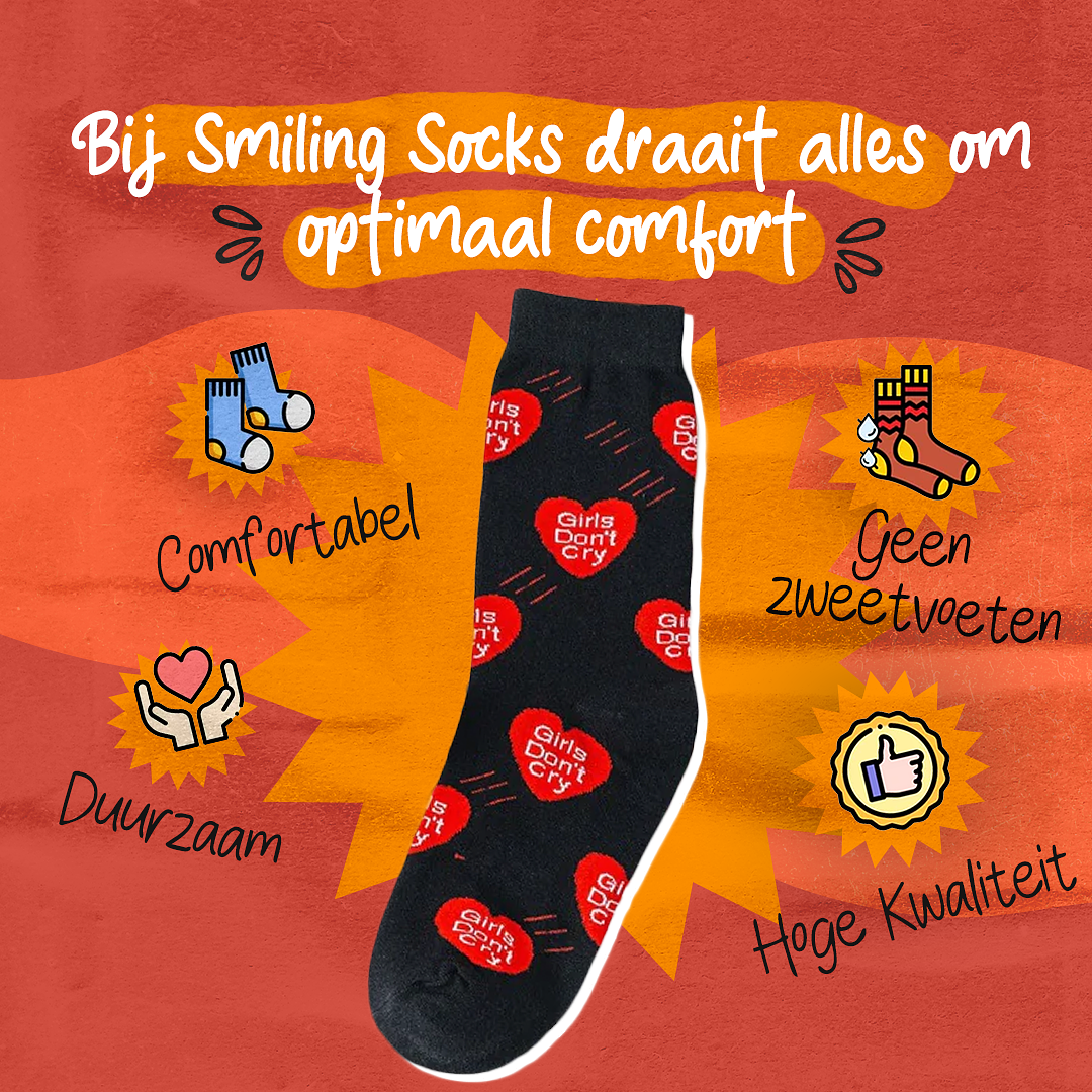 Smiling Socks Girls Don't Cry Socks - 5 Pair - One size fits all