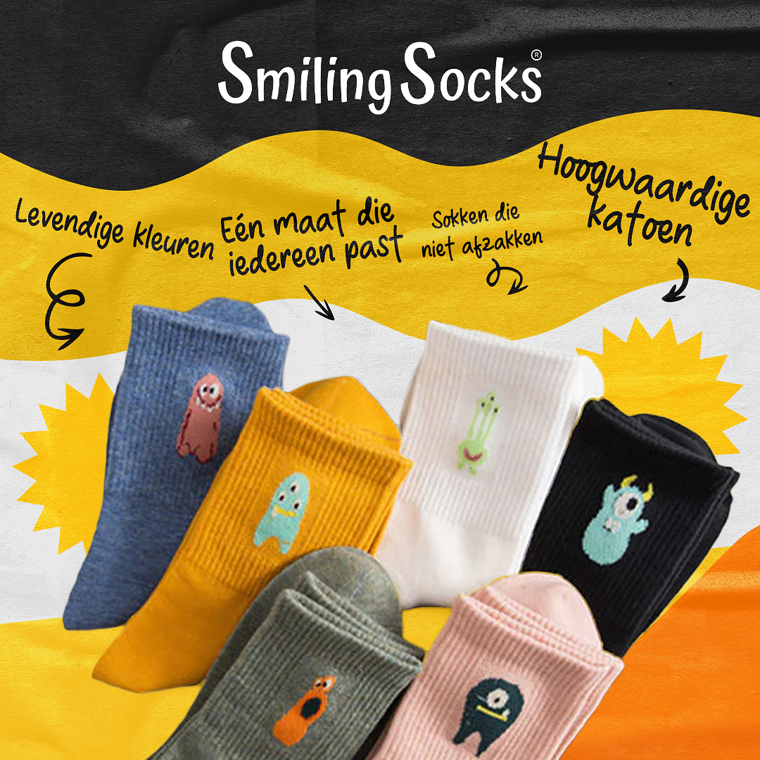 Smiling Socks Japanese Cartoon Socks - 6 Pair - One size fits all