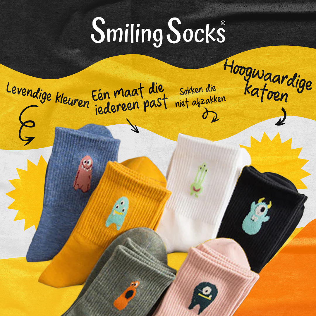 Smiling Socks Japanese Cartoon Sokken - 6 Paar - One size fits all