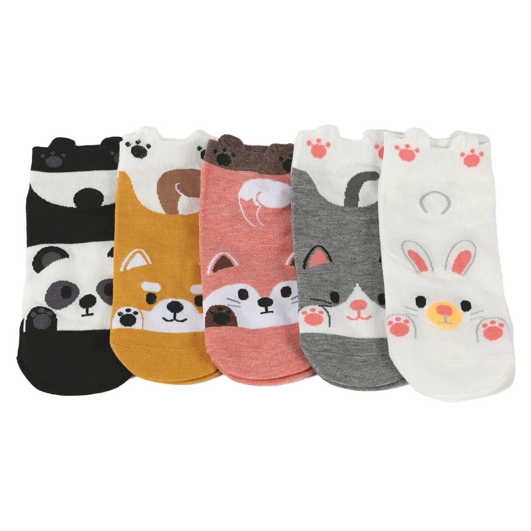 Smiling Socks Paw Up Sneaker Socks - 5 Pair - One size fits all