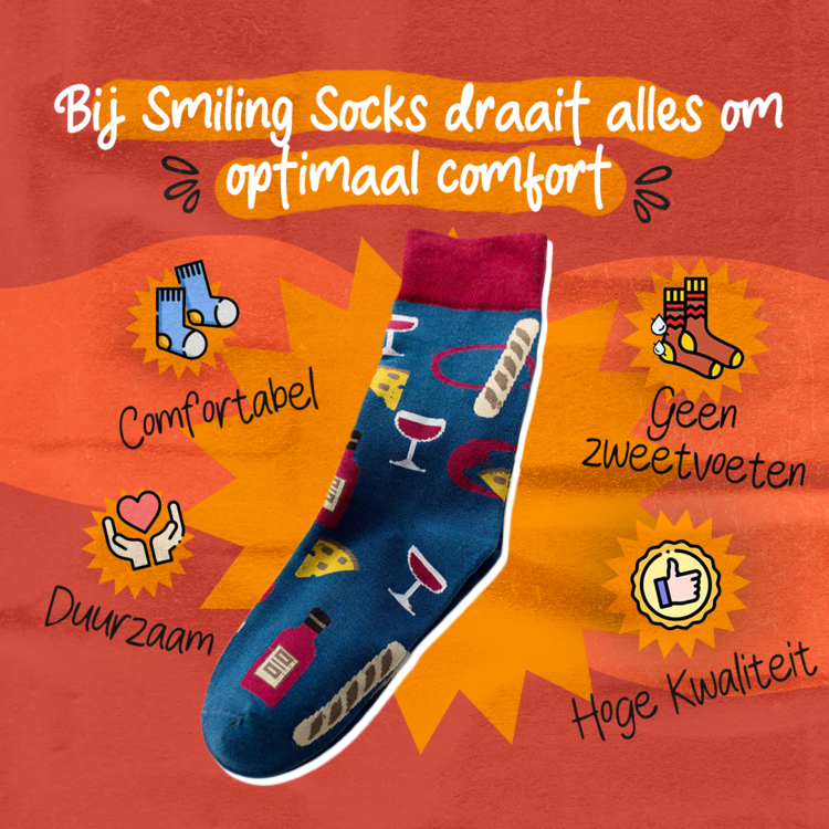 Smiling Socks Wine and Tasty Sokken - 7 Paar - One size fits all