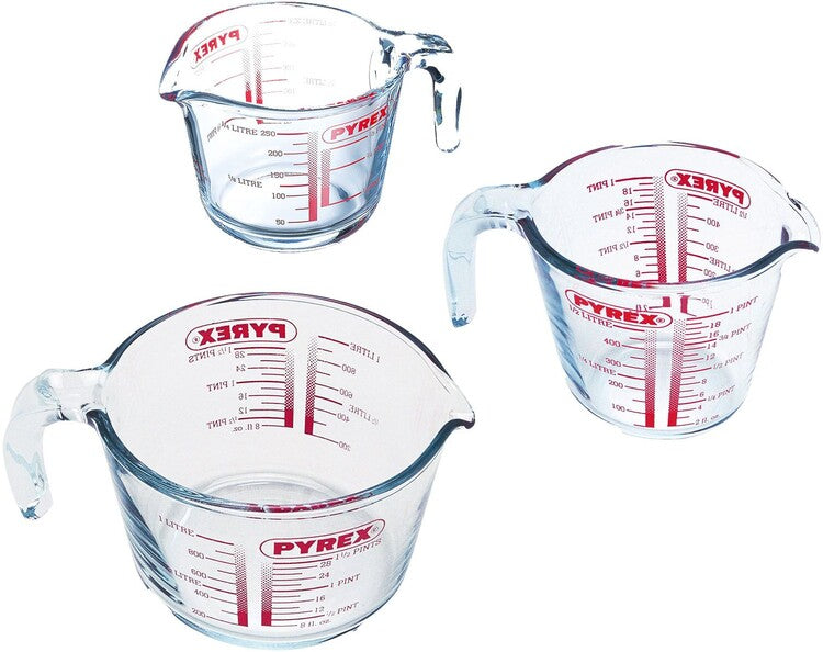 Pyrex - Classic Prepware Maatbeker 250 ml en 500 ml en 1 liter 3-Delig