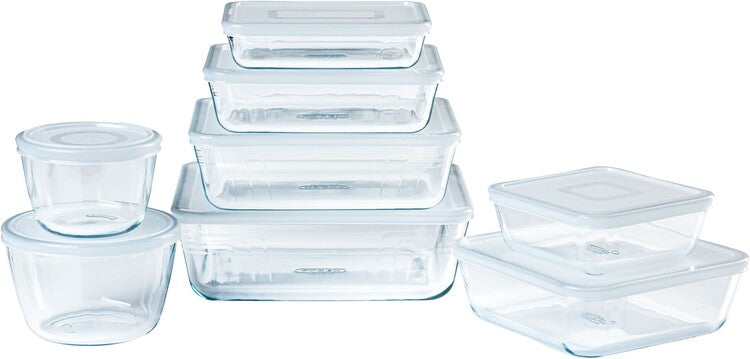 Pyrex - Cook & Freeze Schaal met Deksel Set van 8 Stuks