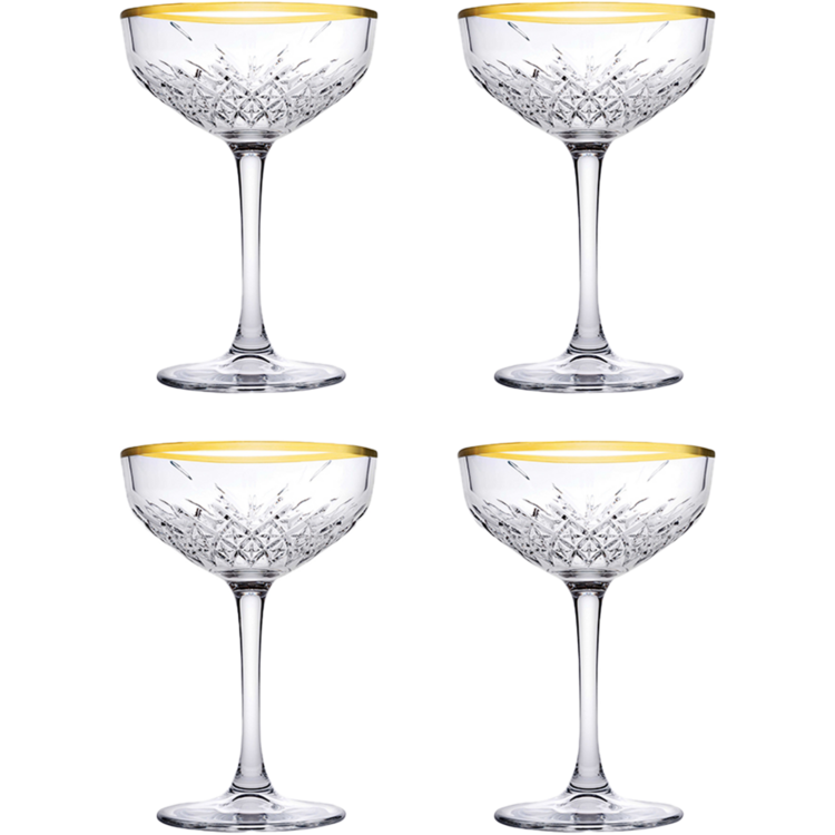 Pasabahce Champagne coupe Timeless 27 cl - Transparent Gold 4 piece(s)