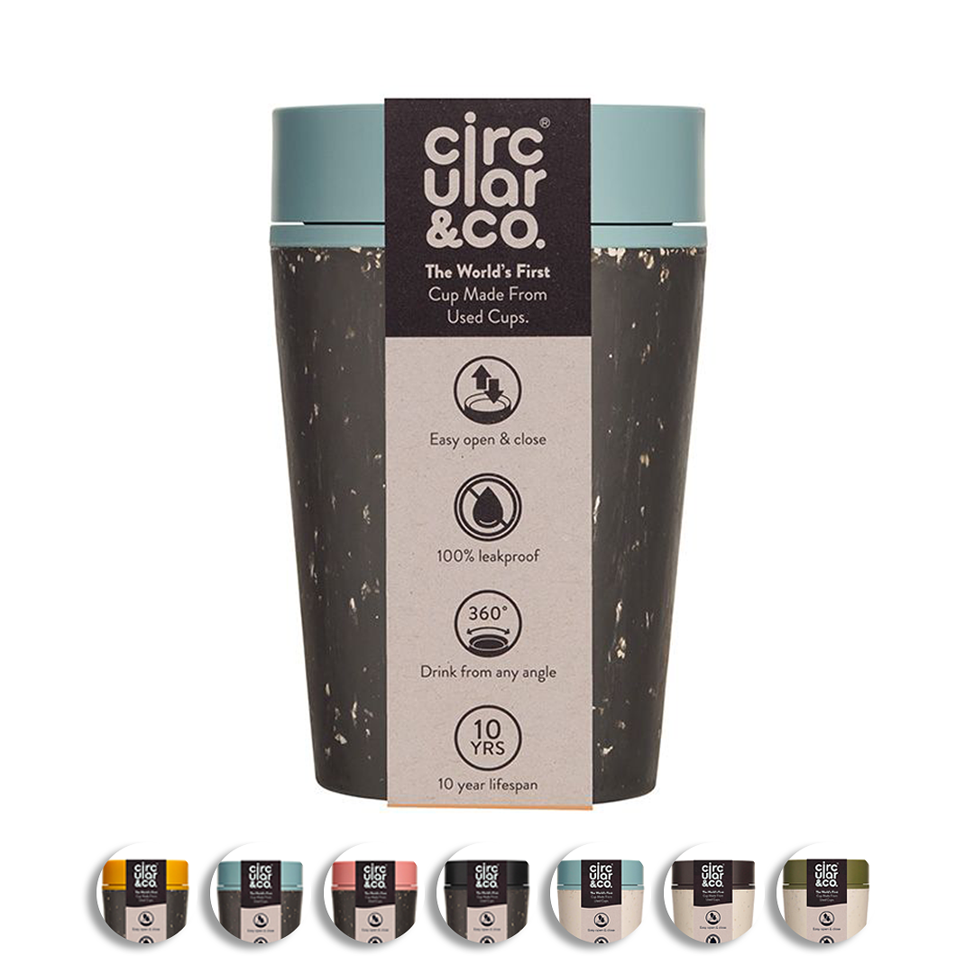 Circular&Co. Coffee mug To Go - Insulated and Leakproof Travel Cup - Cream and Faraway Blue - 227ml
