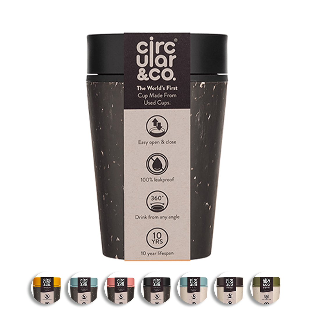 Circular&Co. Coffee mug To Go - Insulated and Leakproof Travel Cup - Black and Cosmic Black - 227ml