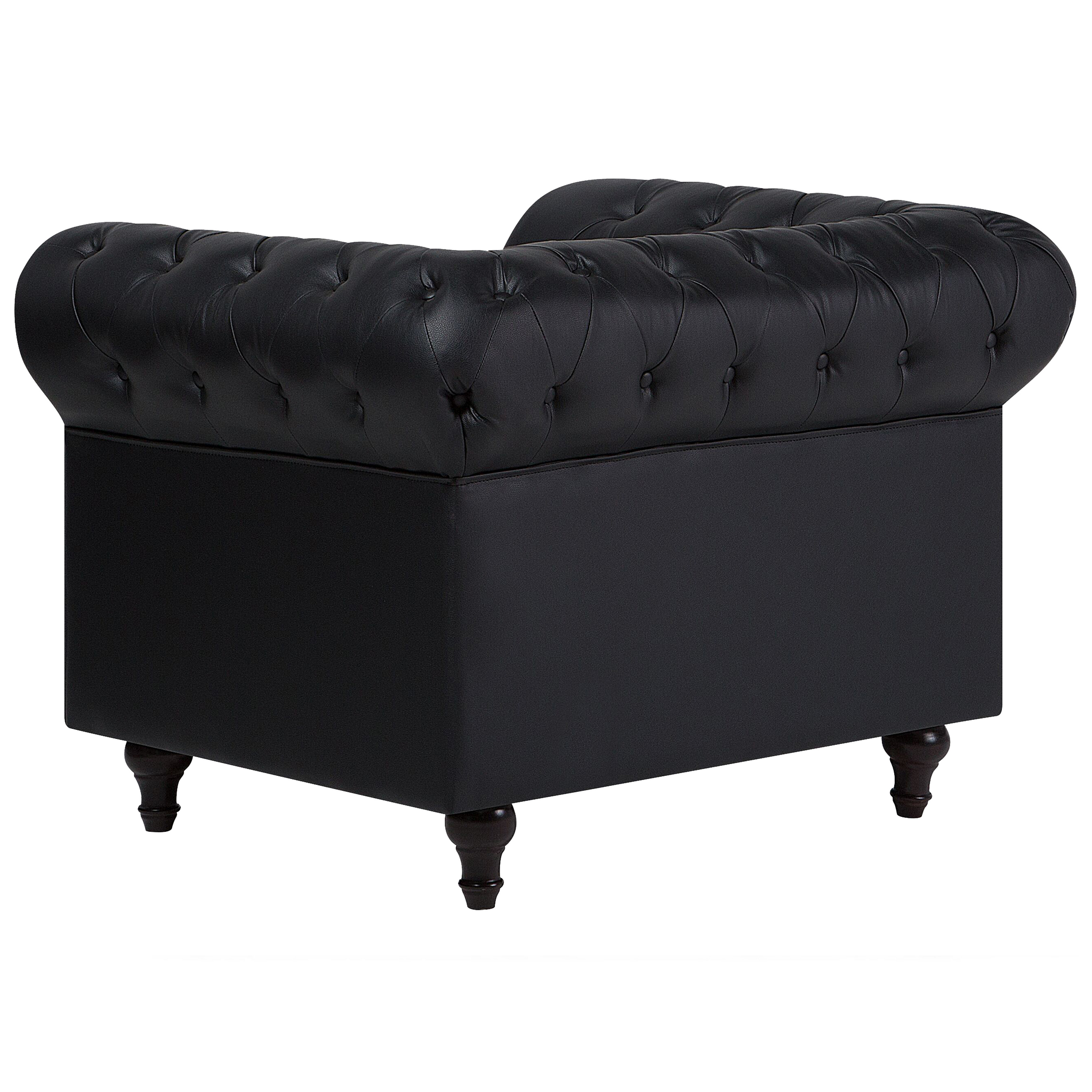 Beliani CHESTERFIELD - Chesterfield fauteuil - Zwart - Kunstleer