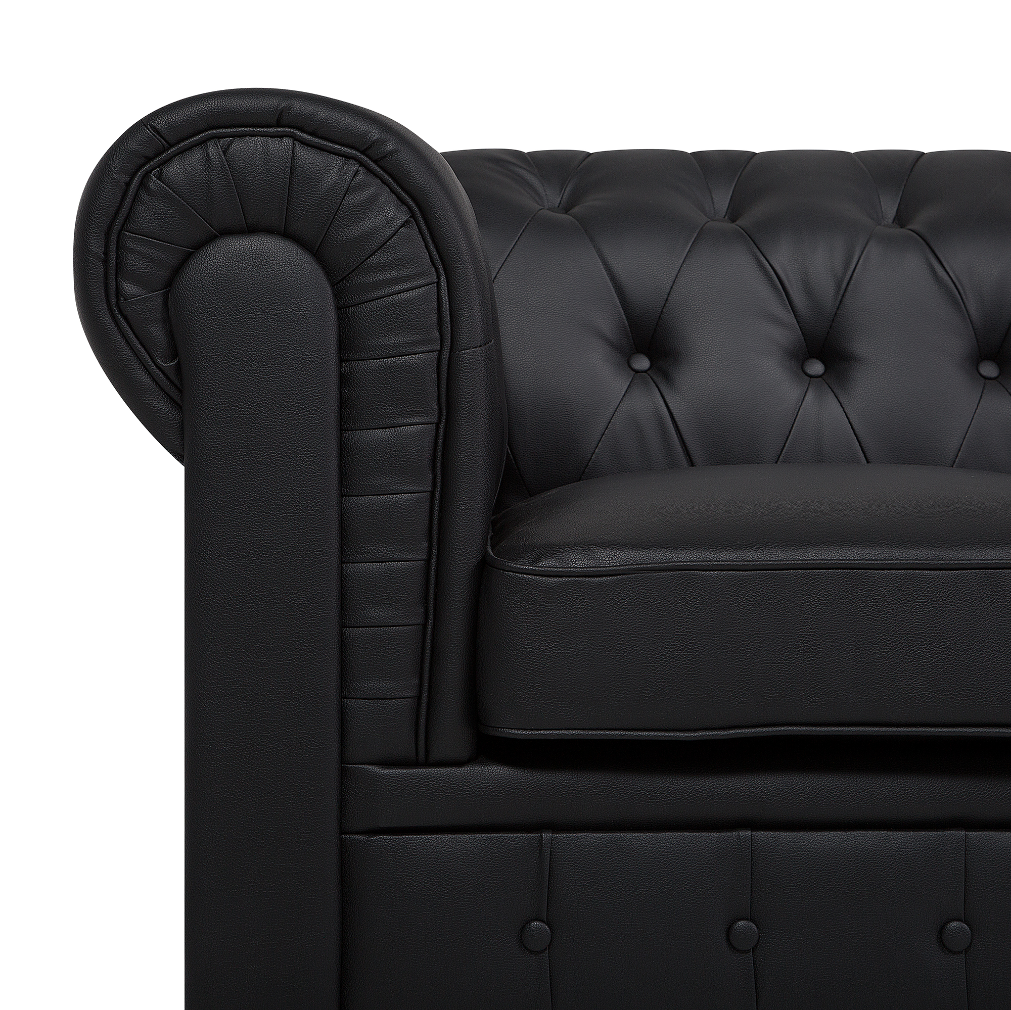 Beliani CHESTERFIELD - Chesterfield fauteuil - Zwart - Kunstleer