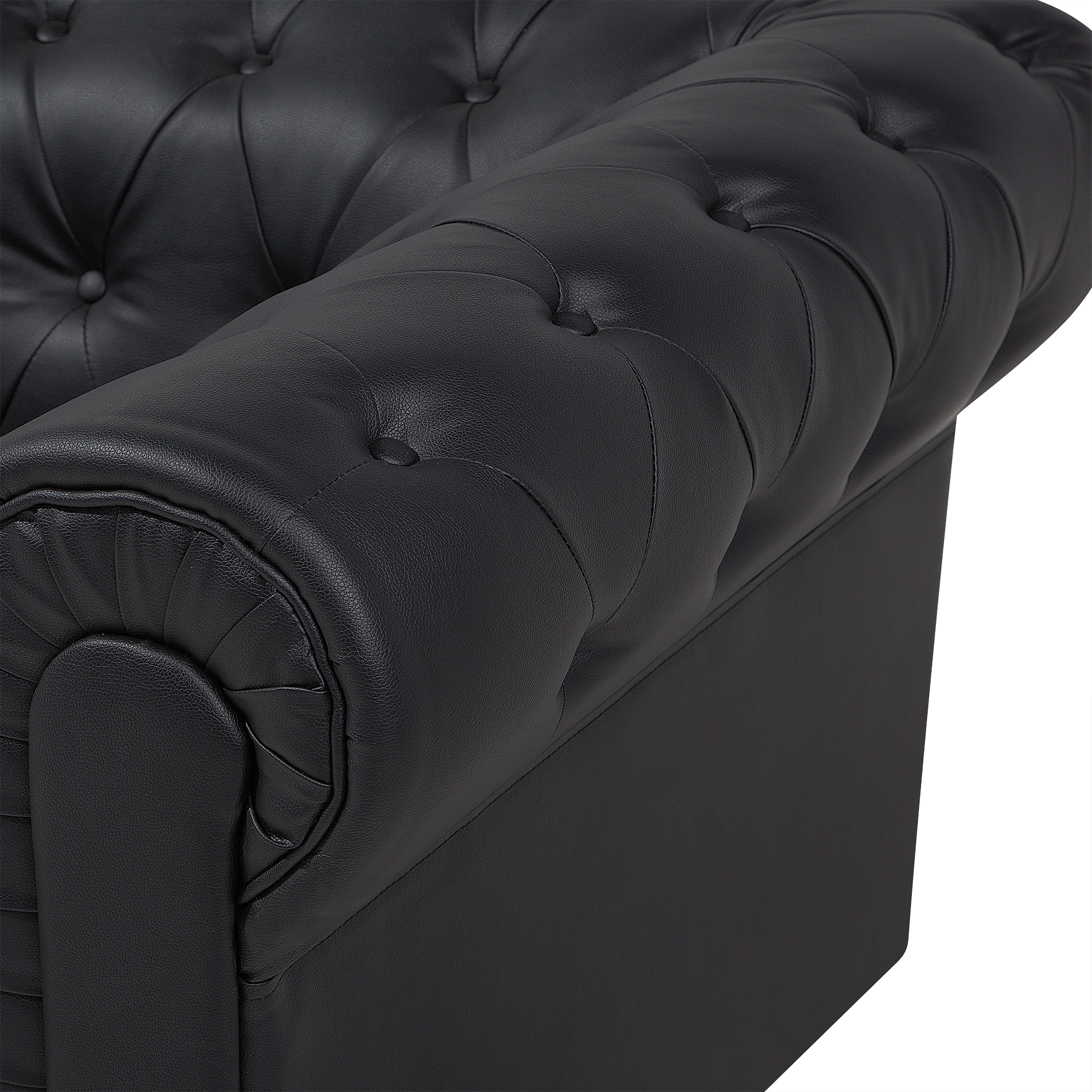 Beliani CHESTERFIELD - Chesterfield fauteuil - Zwart - Kunstleer