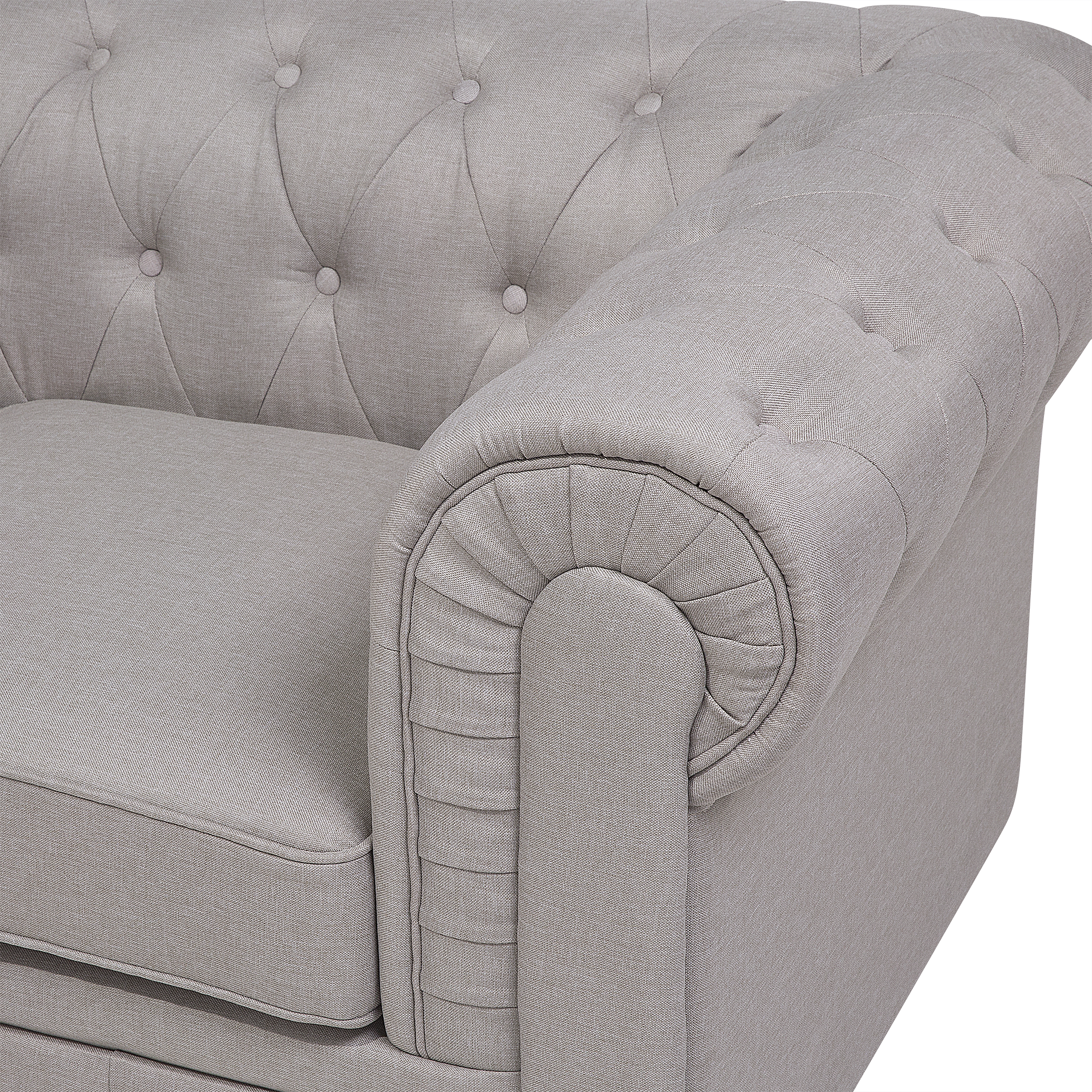 Beliani CHESTERFIELD - Hoekbank - Beige - Linkerzijde - 280 cm - Polyester