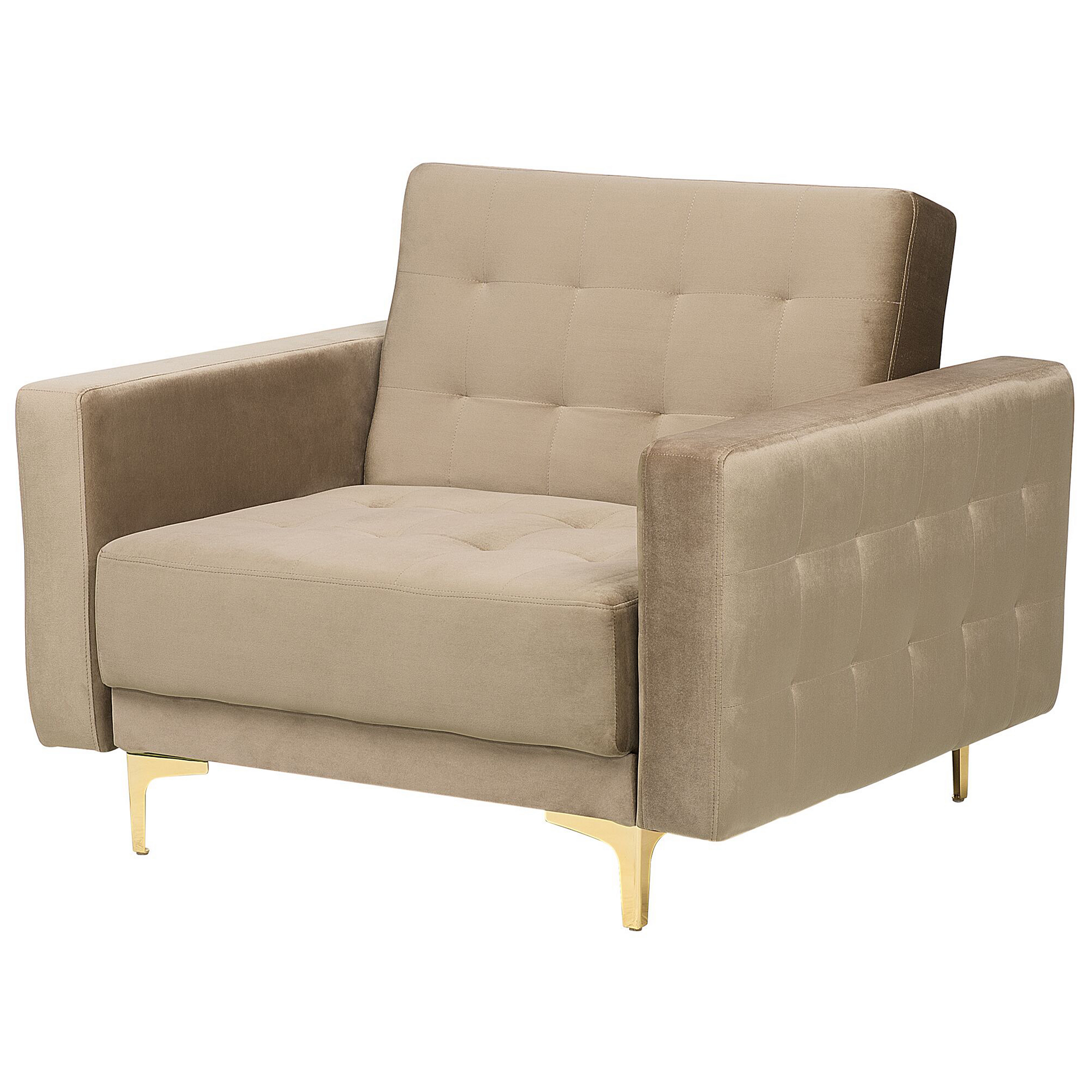 Beliani ABERDEEN - Chesterfield fauteuil - Beige - Fluweel