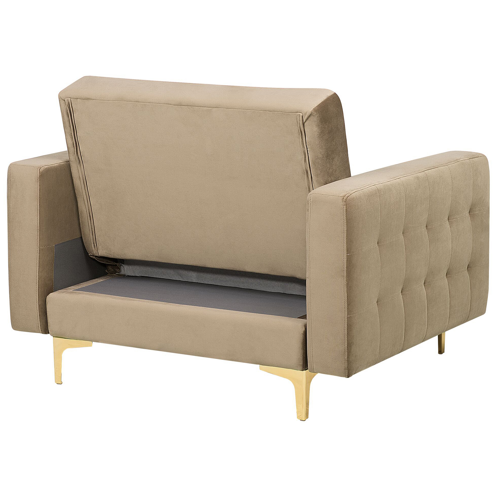 Beliani ABERDEEN - Chesterfield fauteuil - Beige - Fluweel