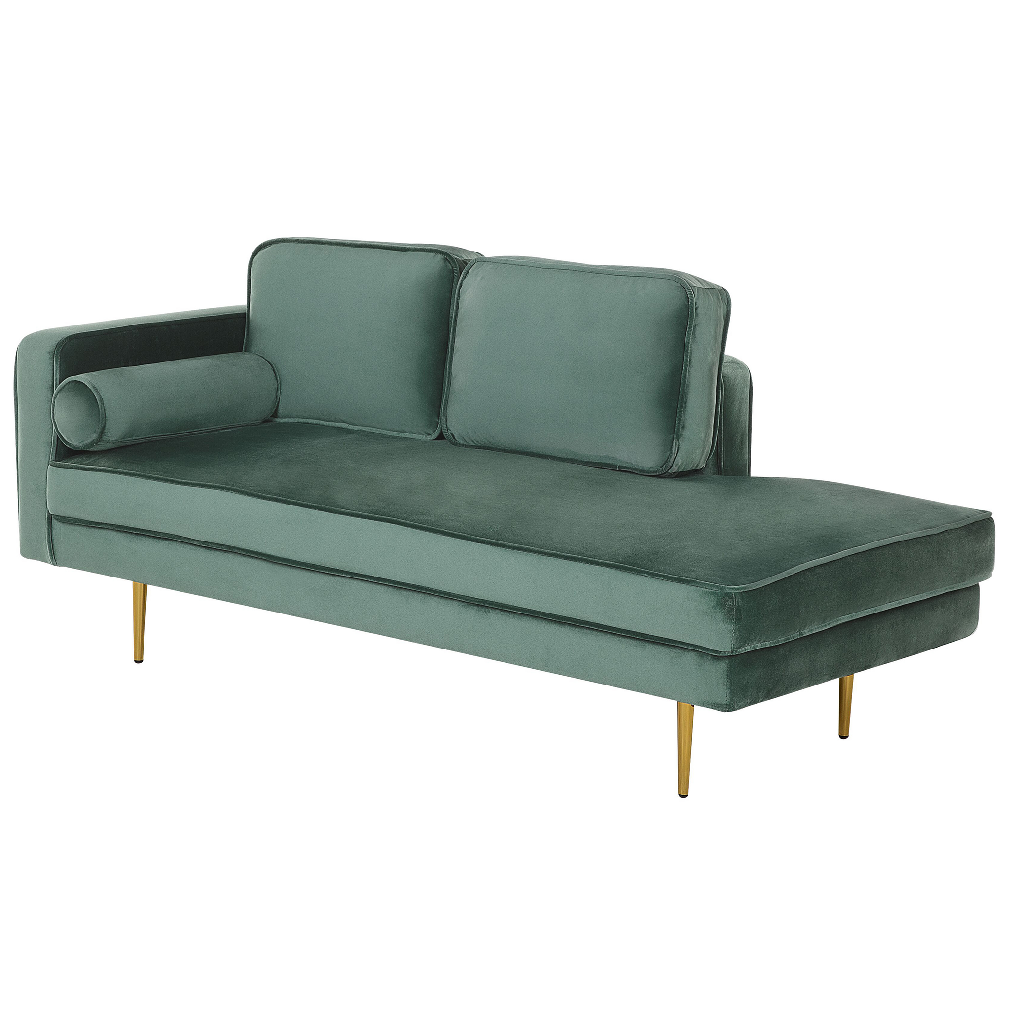 Beliani MIRAMAS - Chaise longue - Groen - Linkerzijde - Fluweel