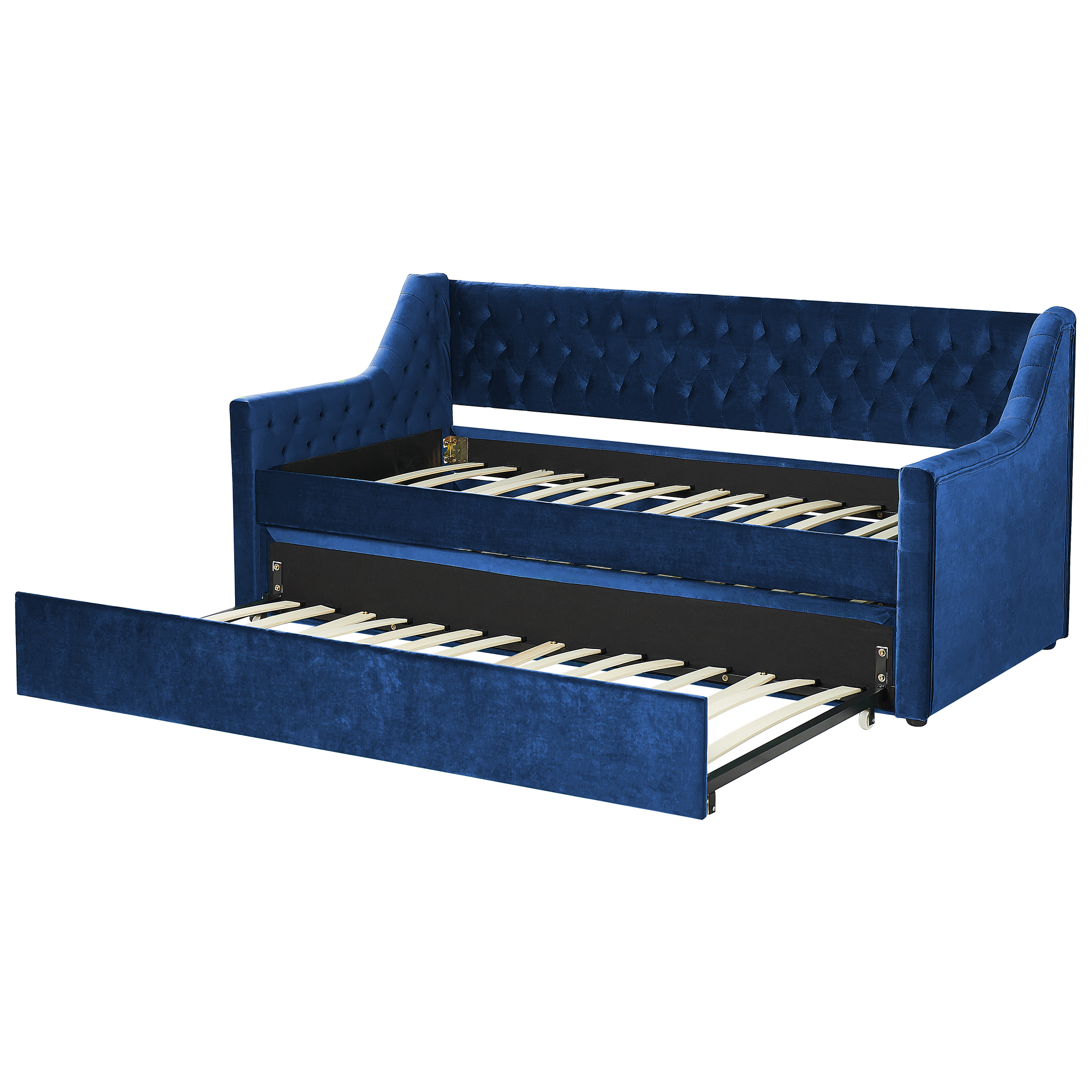 Beliani MONTARGIS - Onderschuifbed - Blauw - 90 x 200 cm - Fluweel