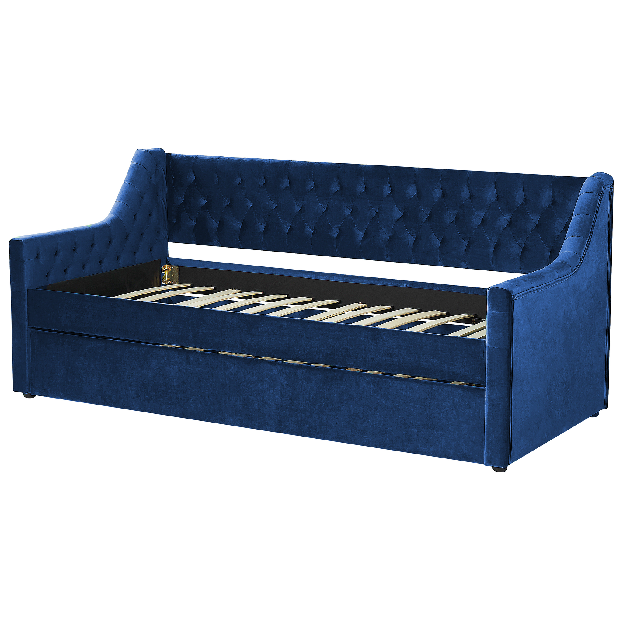 Beliani MONTARGIS - Onderschuifbed - Blauw - 90 x 200 cm - Fluweel