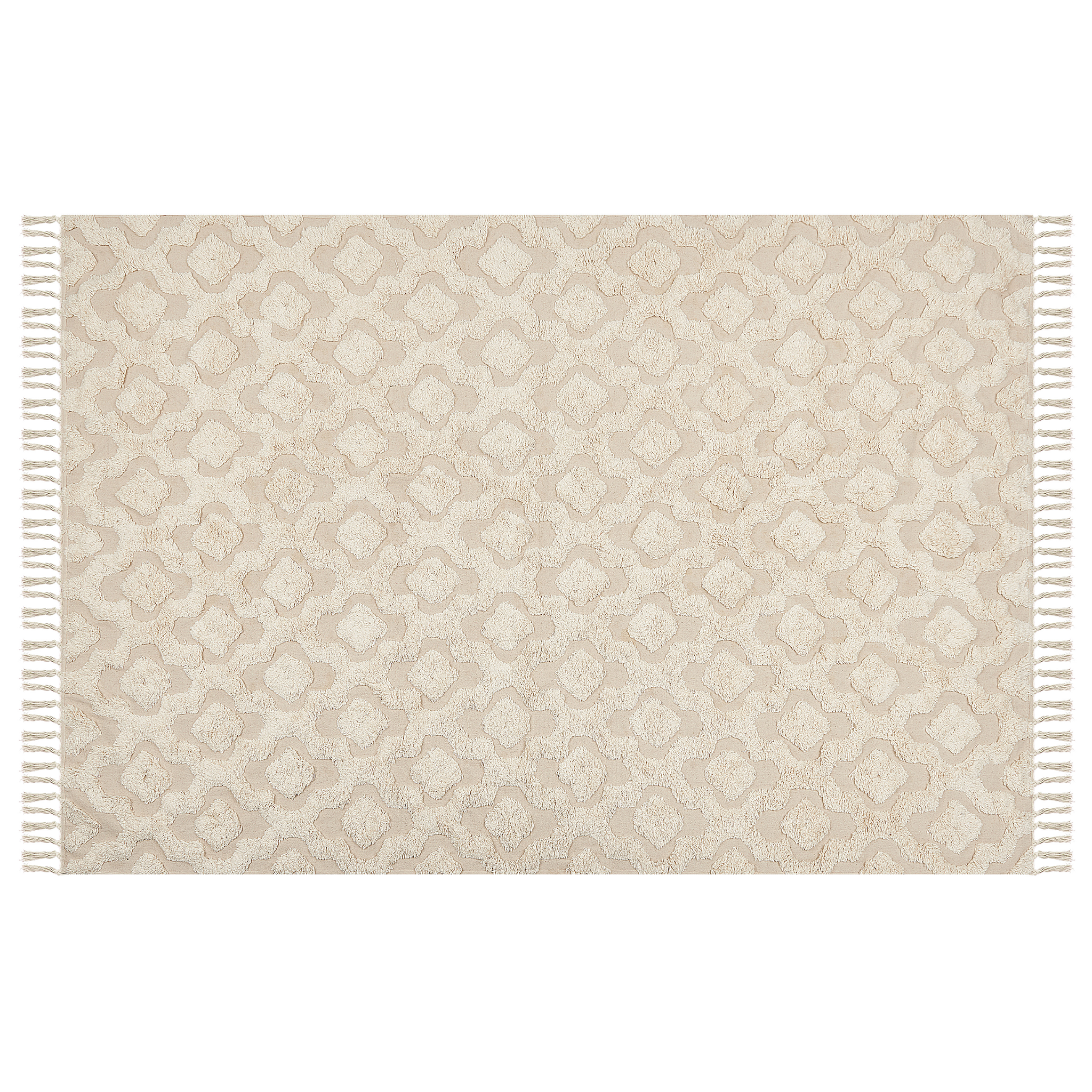 Beliani AKSARAY - Laagpolig vloerkleed - Beige - 140 x 200 cm - Katoen