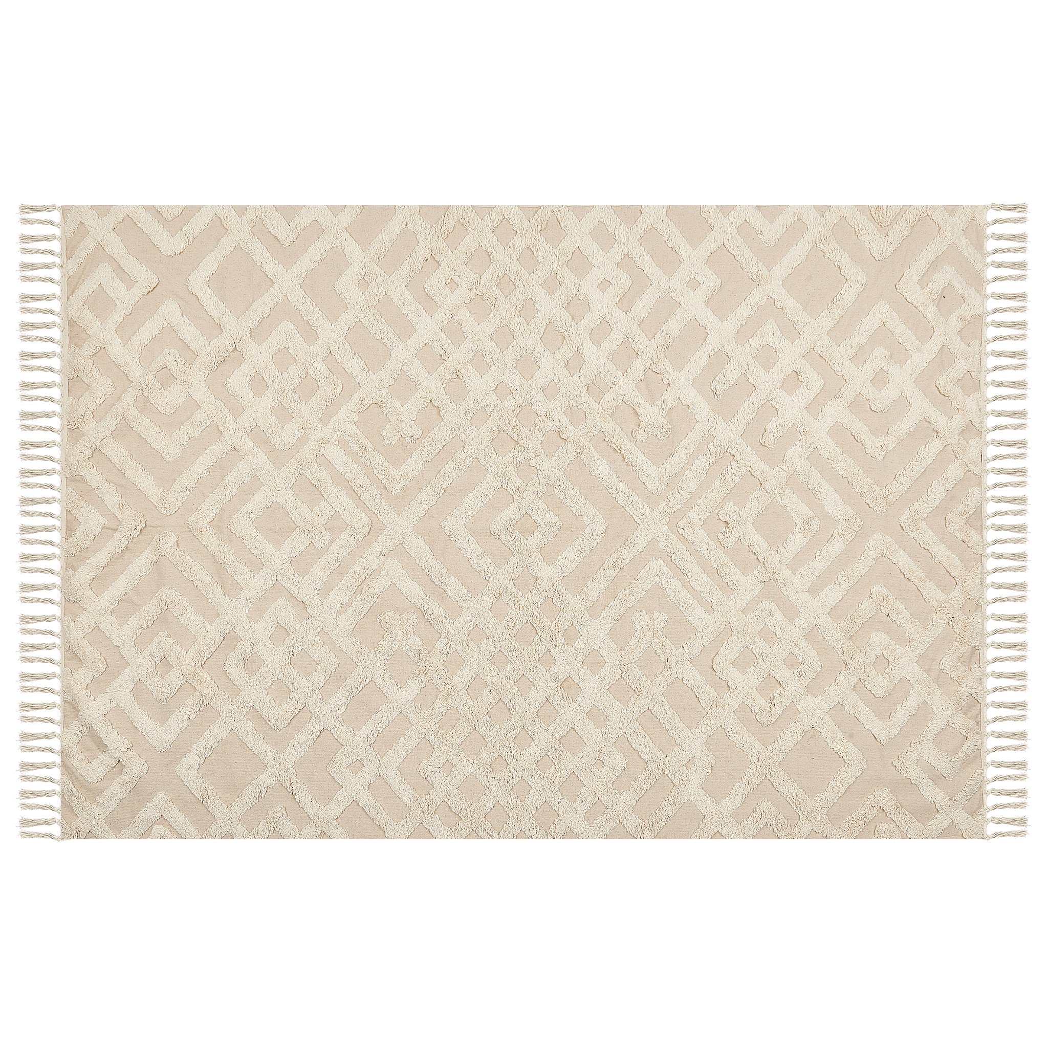 Beliani ARDAHAN - Laagpolig vloerkleed - Beige - 140 x 200 cm - Katoen