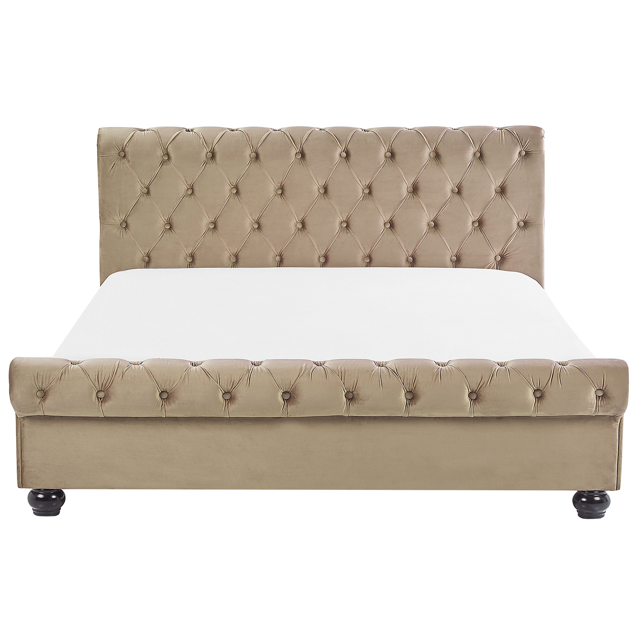 Beliani AVALLON - Waterbed - Beige - 160 x 200 cm - Fluweel