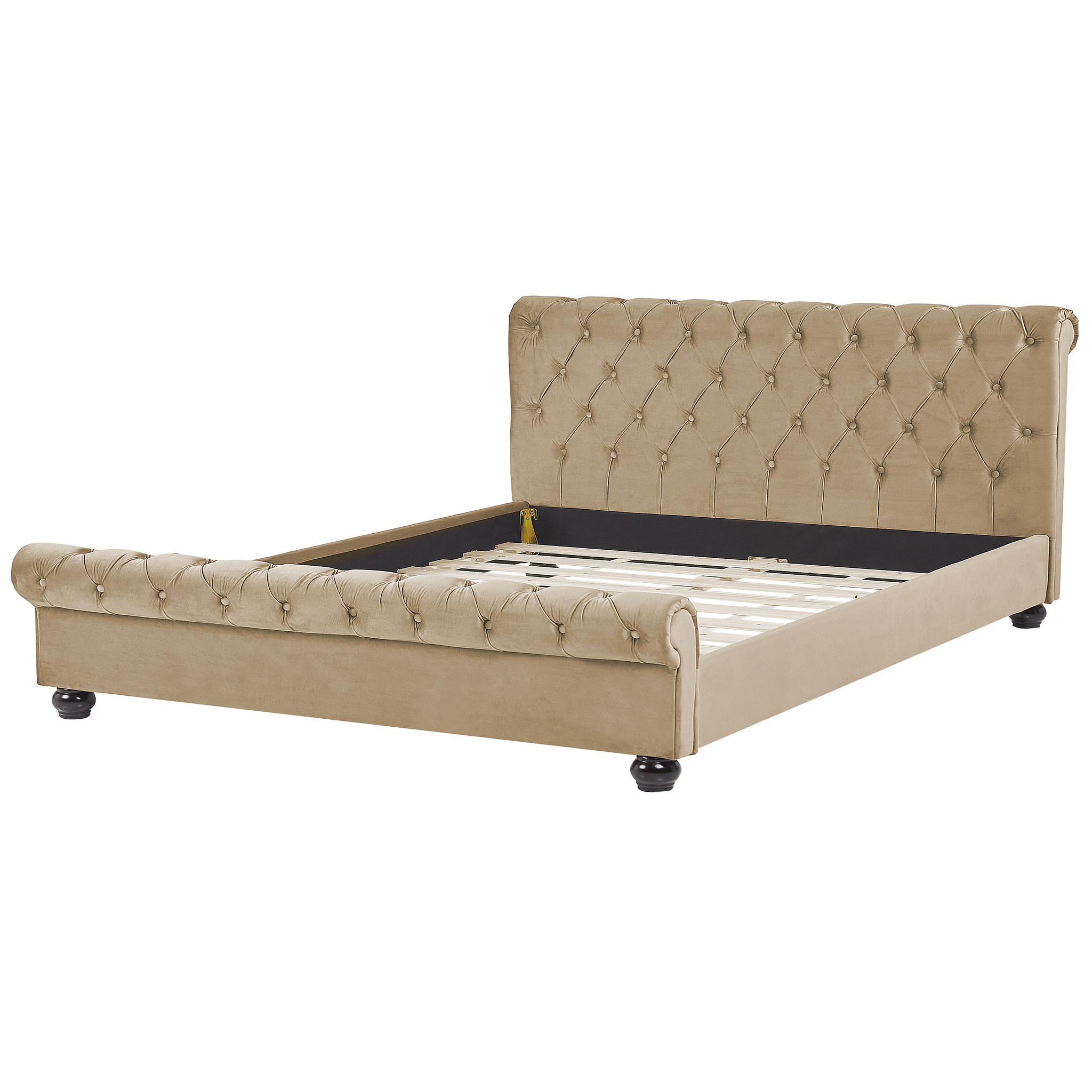 Beliani AVALLON - Waterbed - Beige - 160 x 200 cm - Fluweel