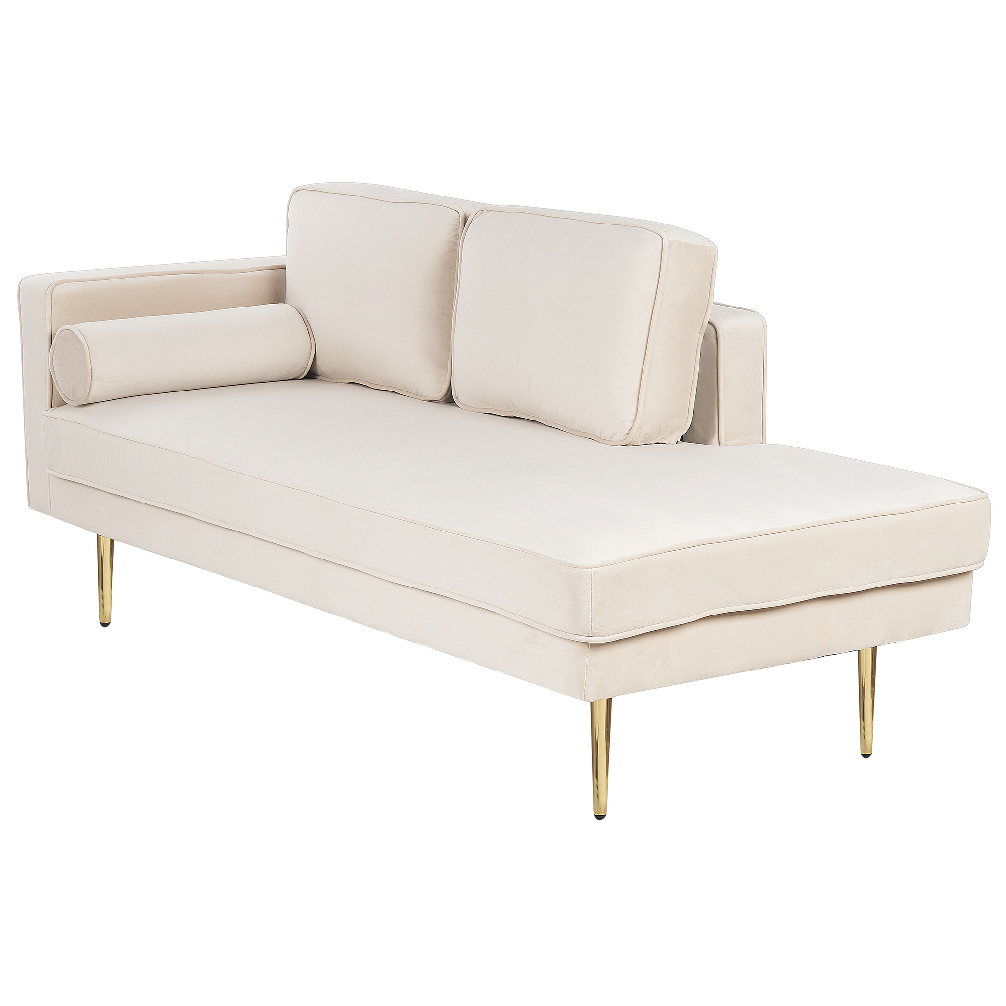 Beliani MIRAMAS - Chaise longue - Beige - Linkerzijde - Fluweel