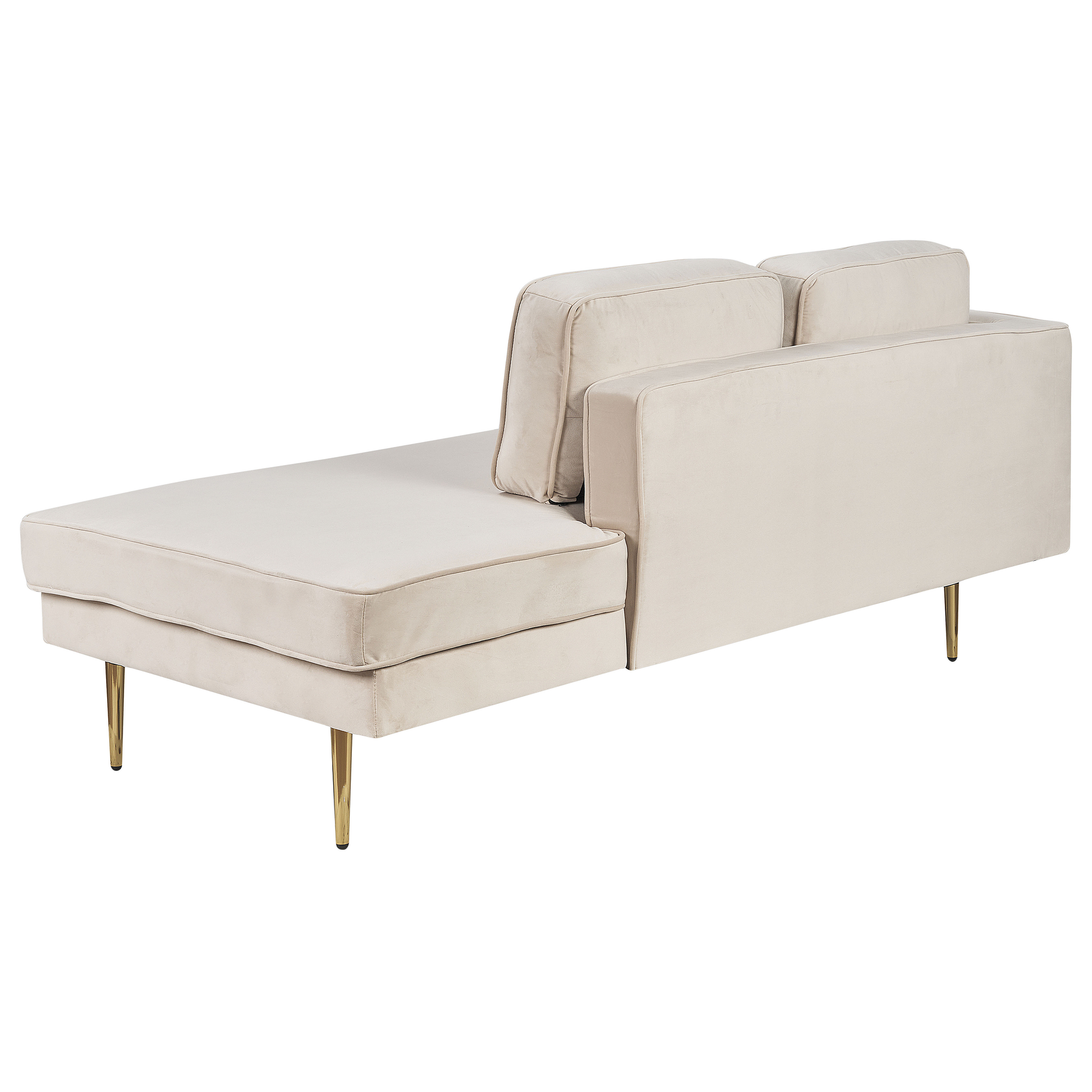 Beliani MIRAMAS - Chaise longue - Beige - Linkerzijde - Fluweel