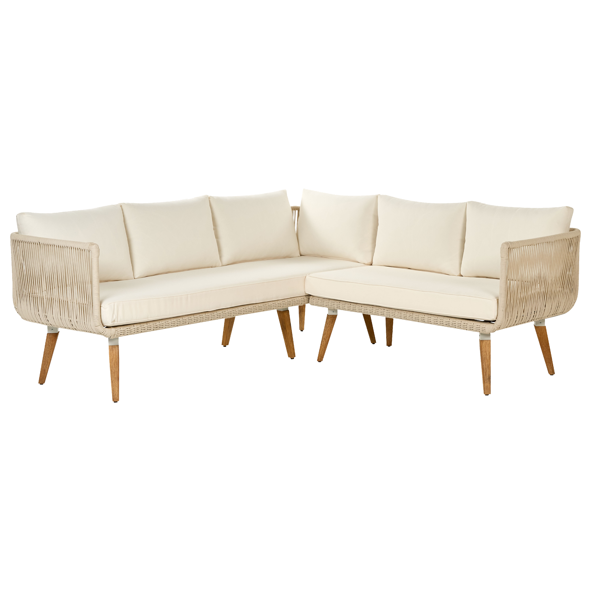 Beliani ALCAMO - Loungeset voor 5 - Beige - Acaciahout