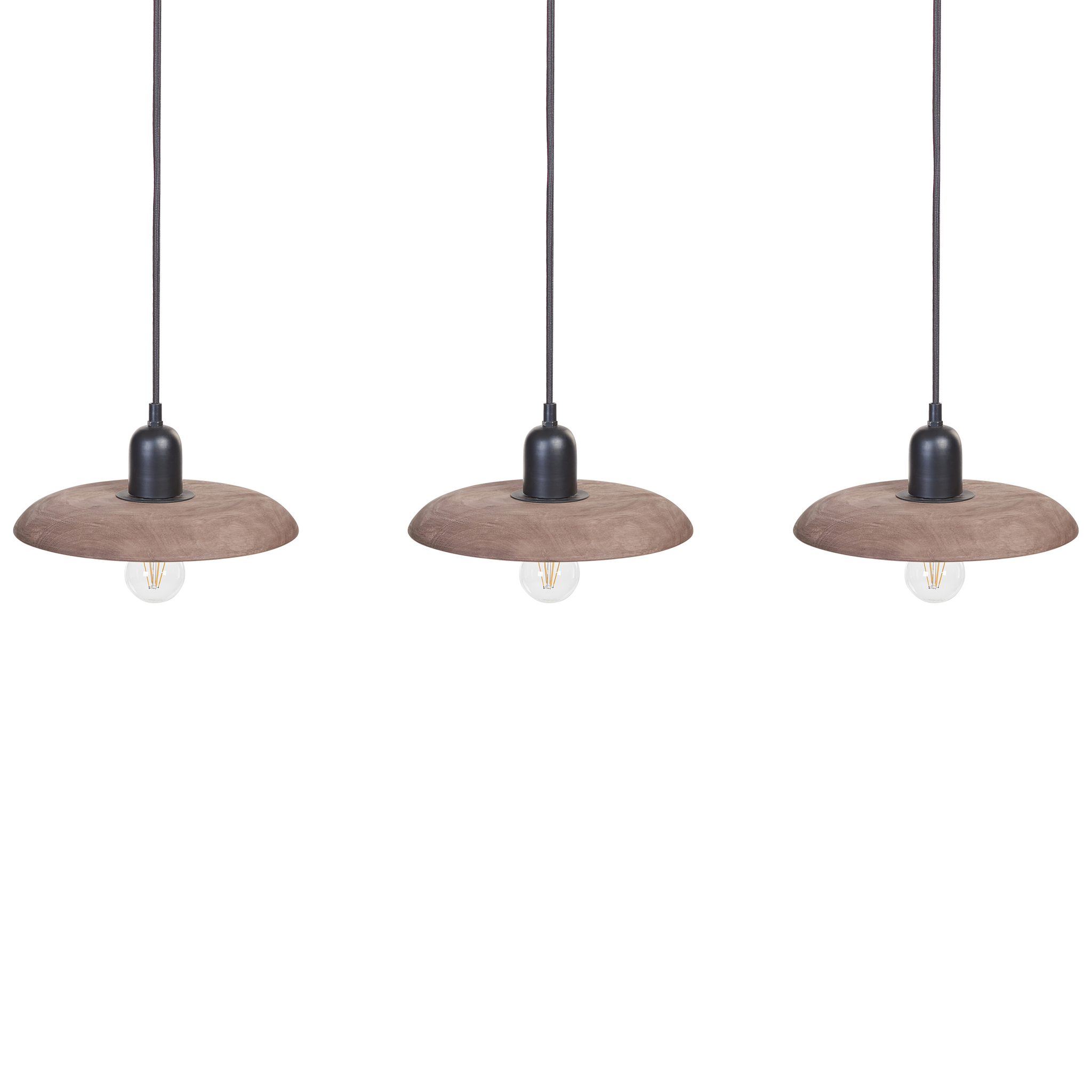 Beliani MANJEERA - Hanglamp 3 lichten - Donkerbruin - Hout