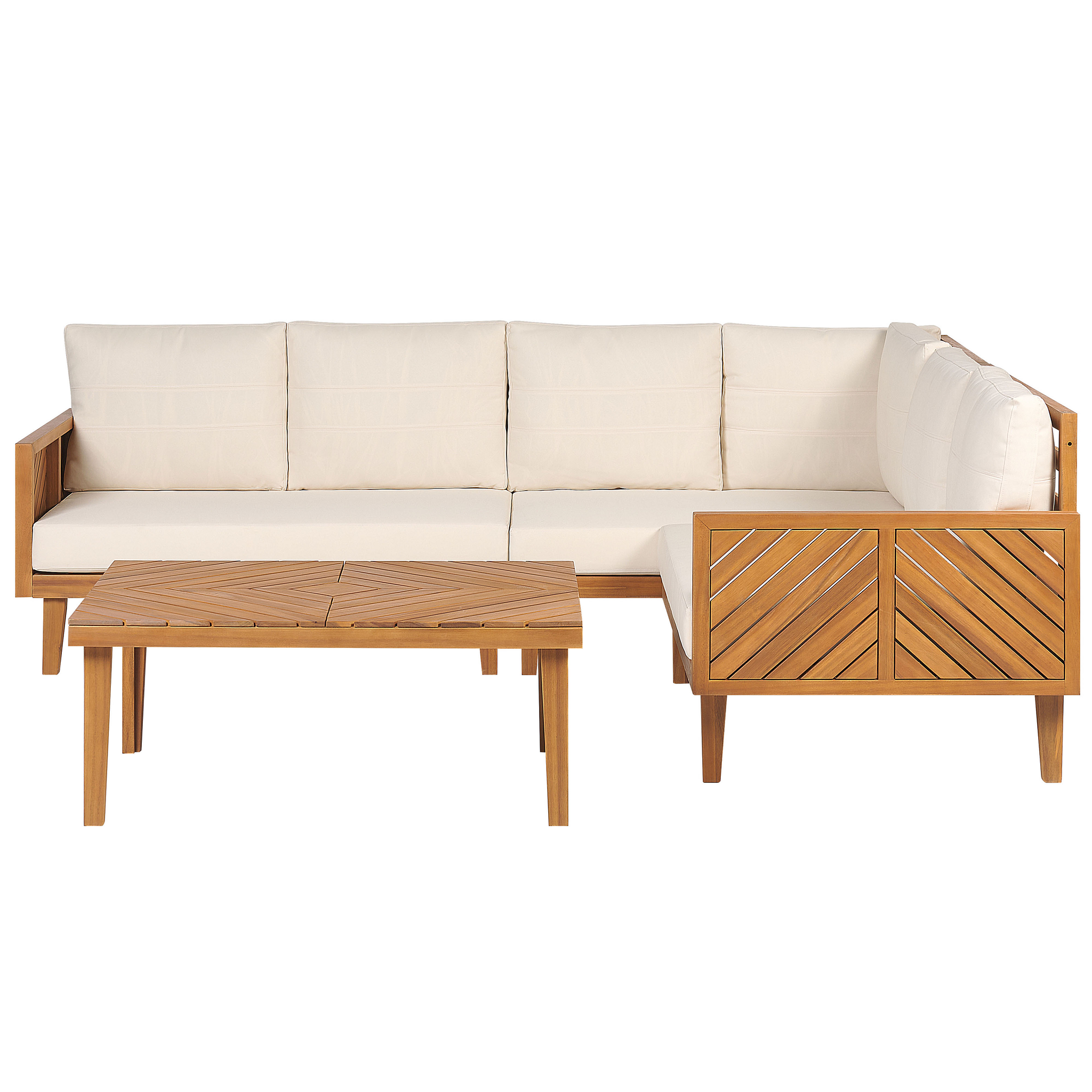 Beliani BARATTI - Loungeset voor 4 - Lichte houtkleur/Beige - Acaciahout