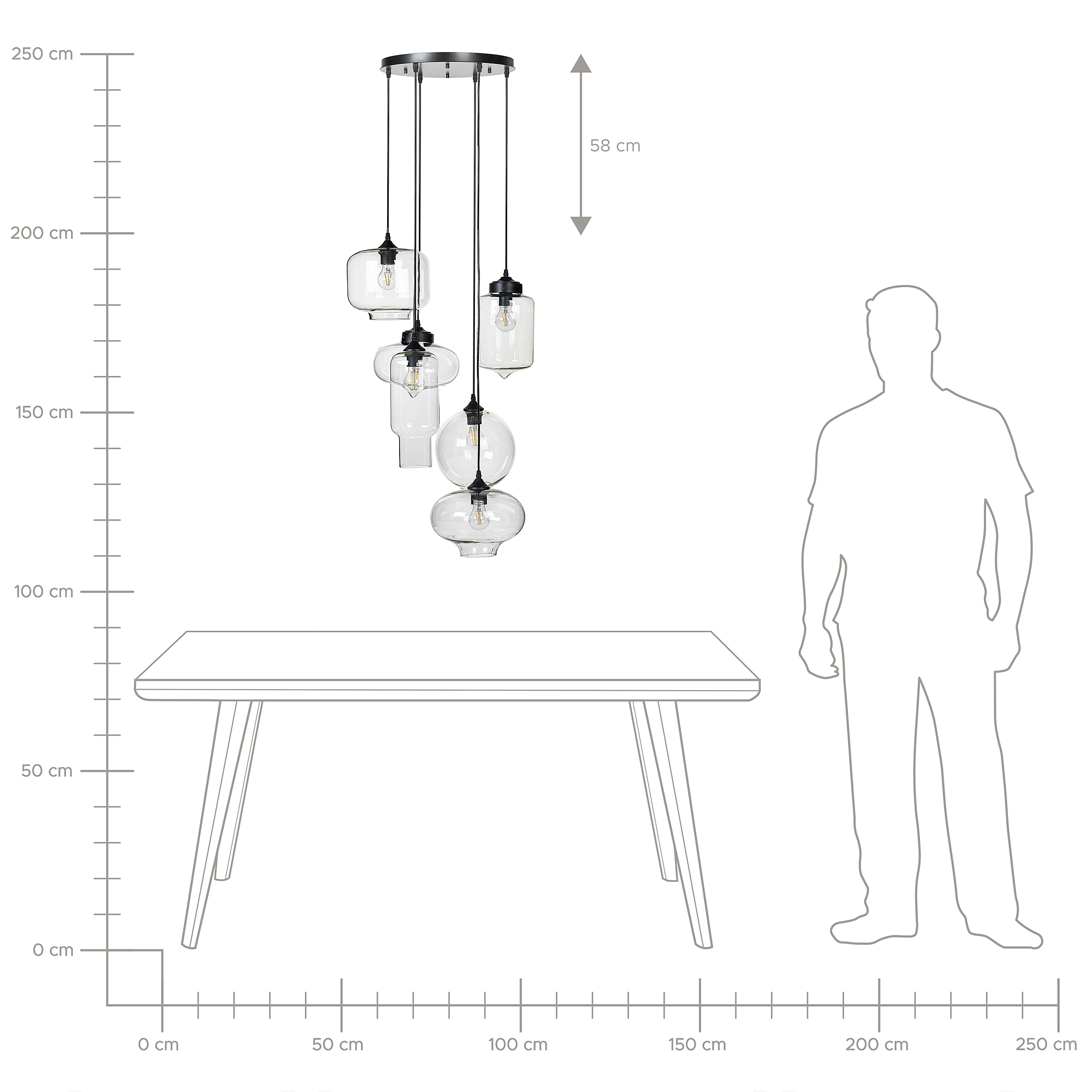 Beliani BEMBOKA - Hanglamp - Transparant - Glas