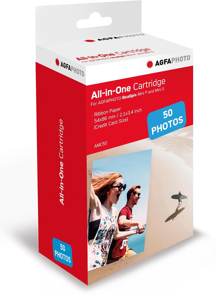 AgfaPhoto vulling voor fotoprinter Realipix Mini P, cartridge en 50 vel fotopapier