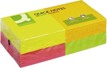 Q-CONNECT Quick Notes, ft 76 x 76 mm, 80 vel, pak van 12 blokken in 4 neonkleuren