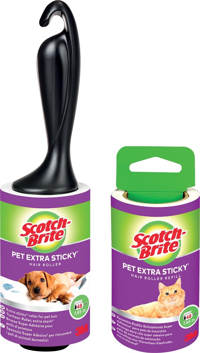 Scotch Brite pluizenkleefroller, extra klevend voor dierenhaar, 48 vellen