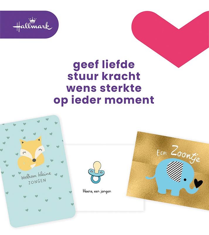 Hallmark navulset wenskaarten, geboorte zoon, pak van 6 stuks