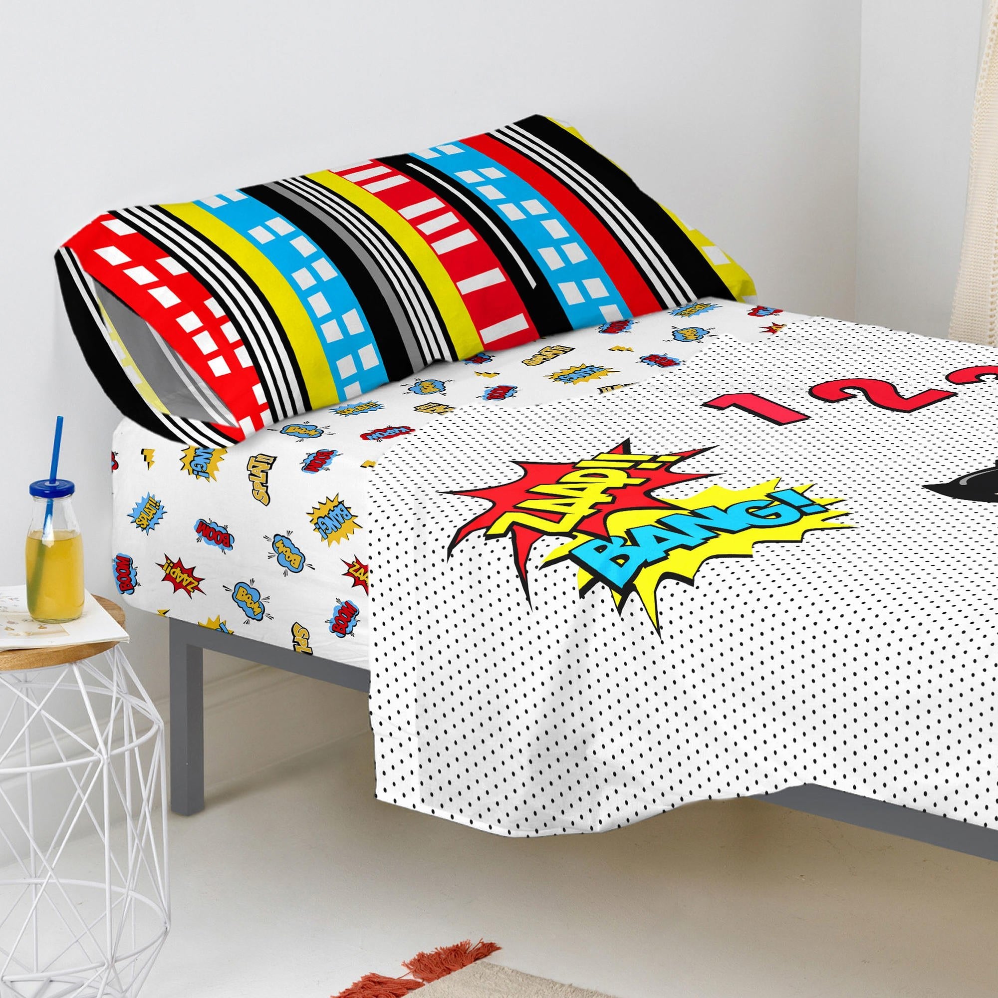 Happy Friday Fitted sheet Bat 90x200x32 cm (Single) Multicolor