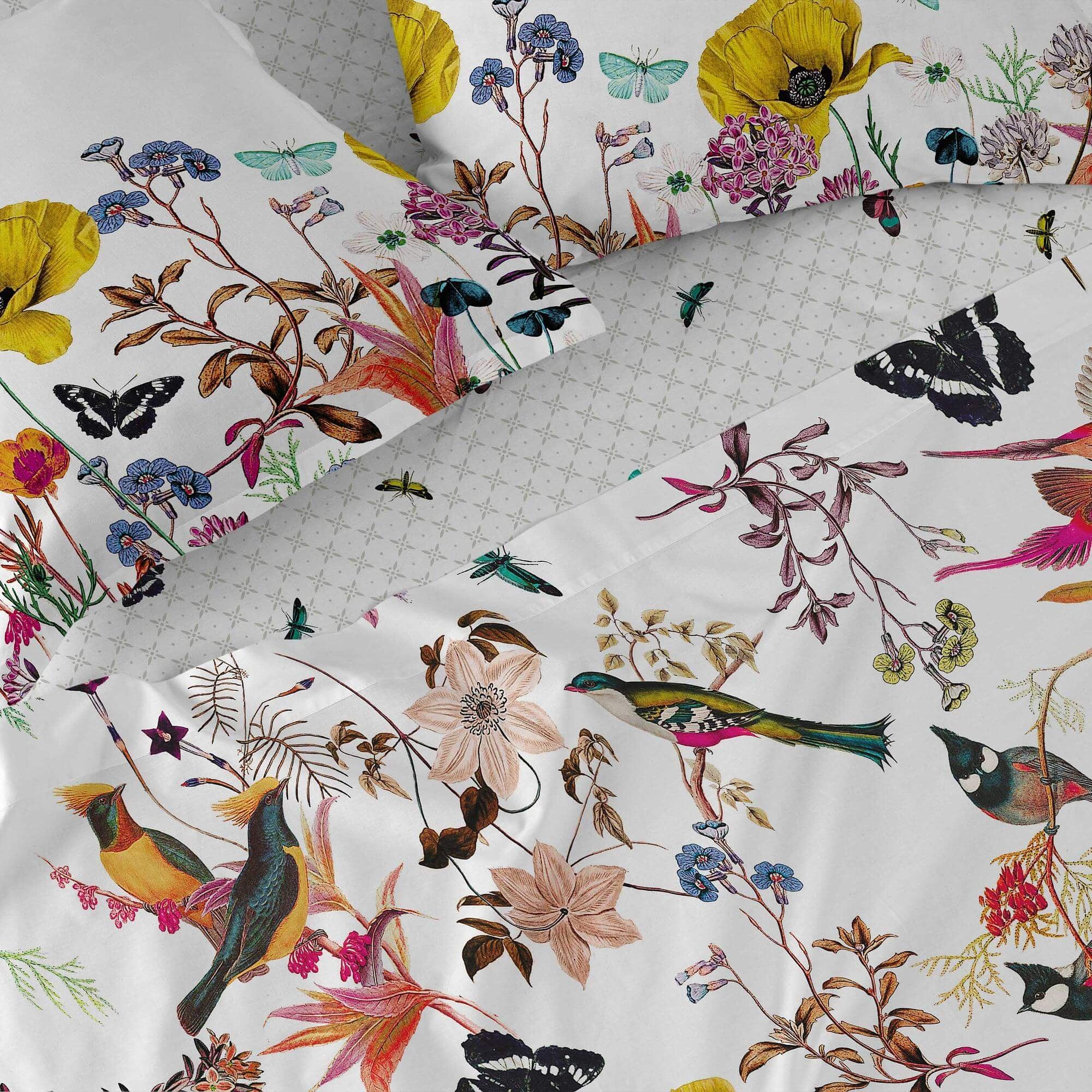 Happy Friday Fitted sheet Birds of paradise 180x200x32 cm (Superking) Multicolor