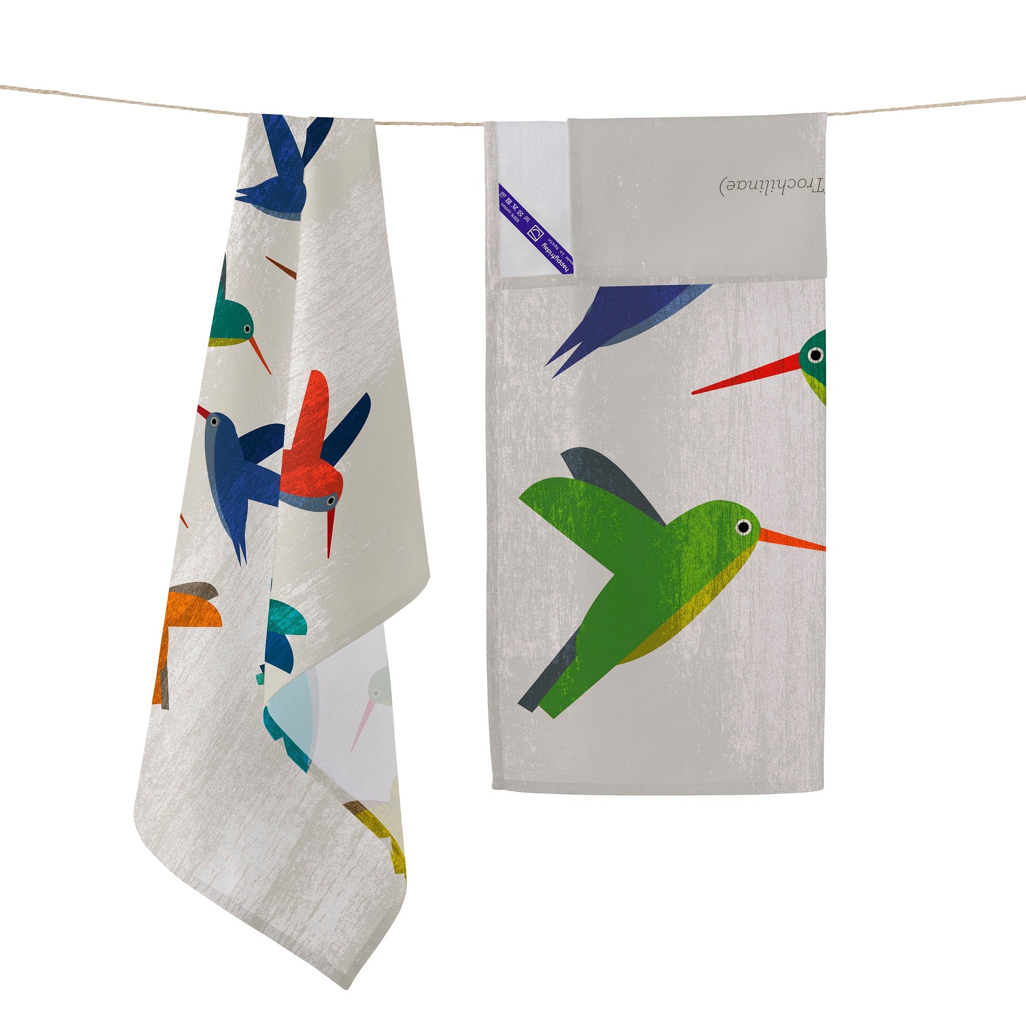 Happy Friday Tea towel (2 pc) Colibri 70x50 cm Multicolor