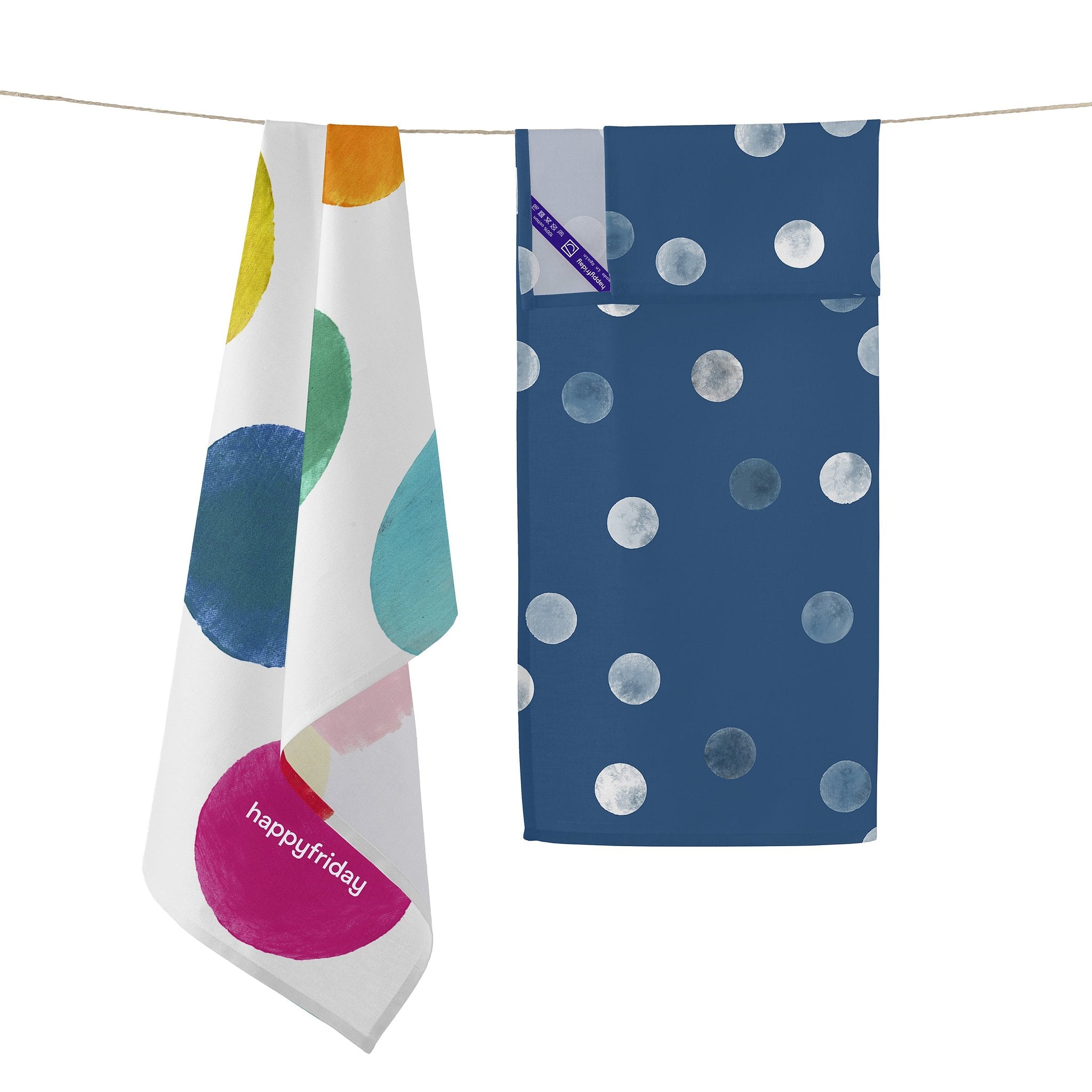 Happy Friday Tea towel (2 pc) Confetti 70x50 cm Multicolor