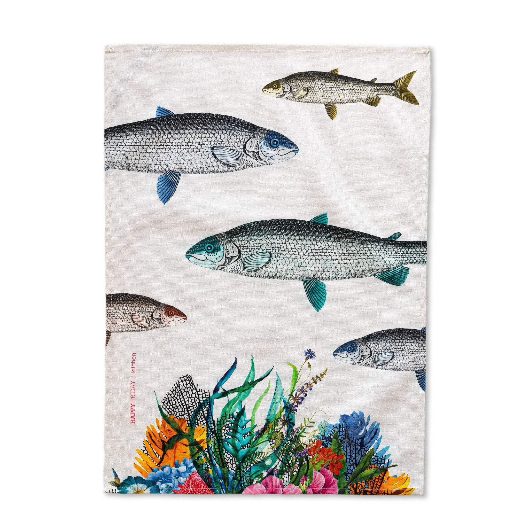 Happy Friday Tea towel (2 pc) Fish 70x50 cm Multicolor