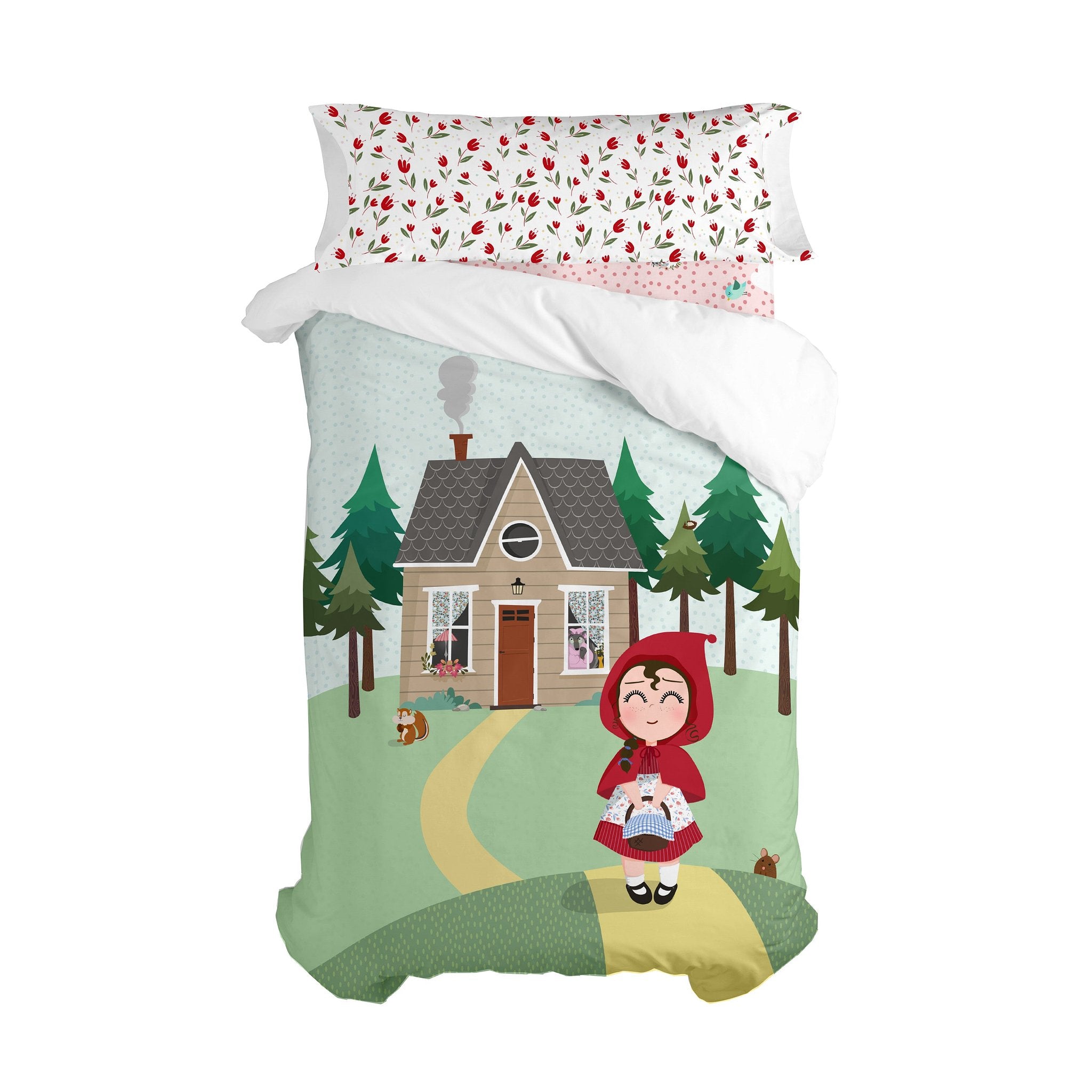 Happy Friday Duvet cover set 2 pieces Red riding hood 155x220 cm (Single) Multicolor