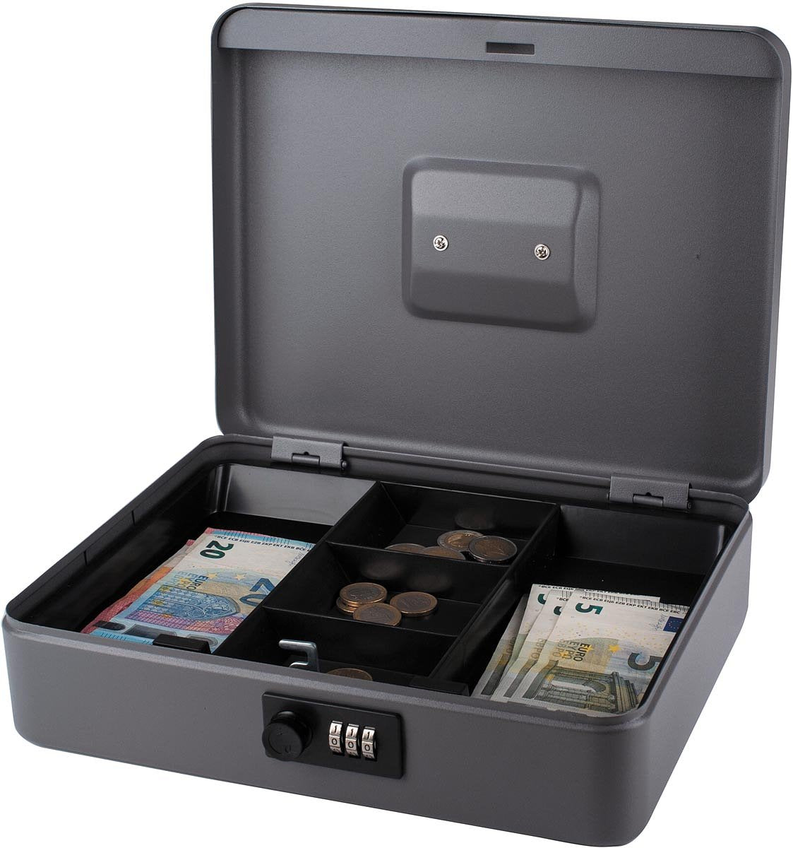 Pavo geldkoffer 12 inch met 3-dlig cijferslot, donkergrijs