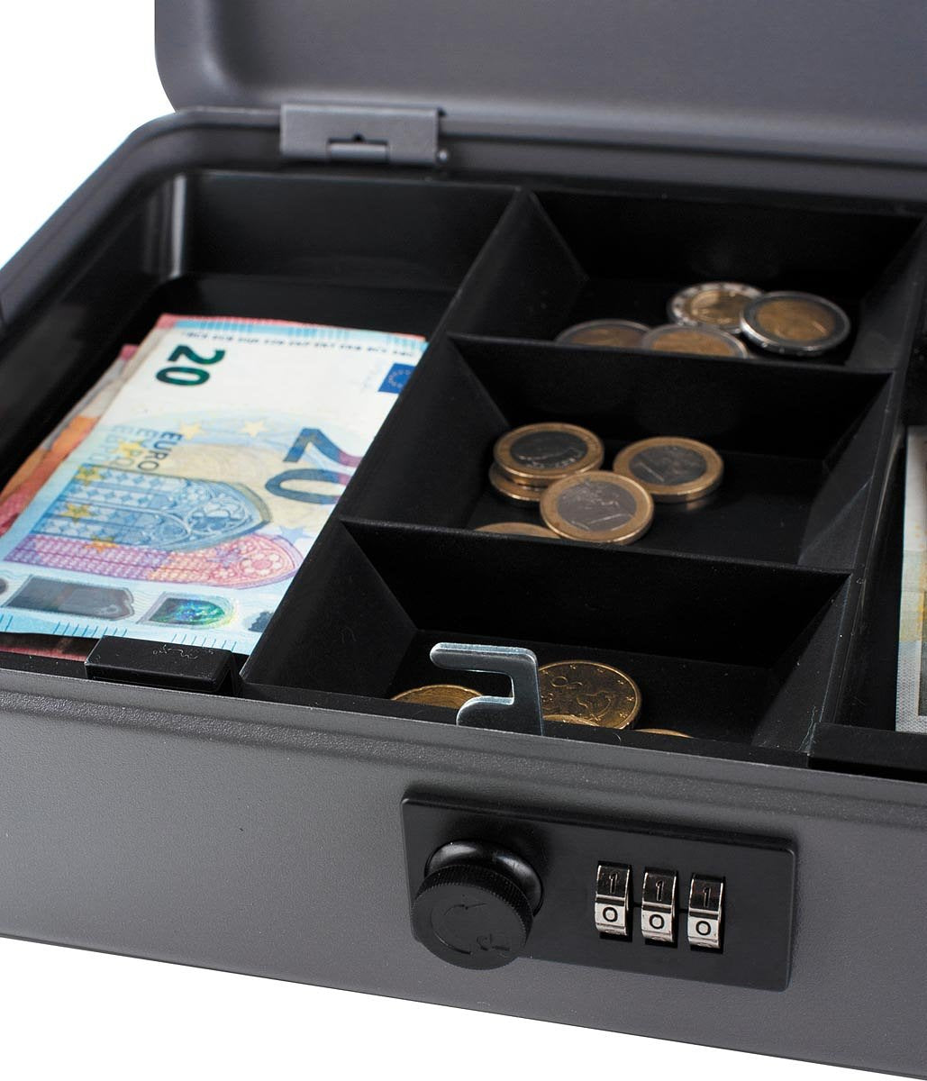 Pavo geldkoffer 12 inch met 3-dlig cijferslot, donkergrijs