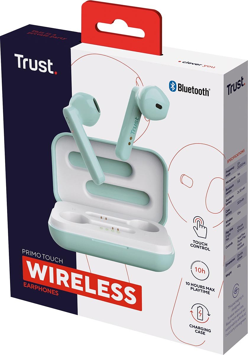 Trust Primo Touch Bluetooth draadloze oortjes, muntgroen