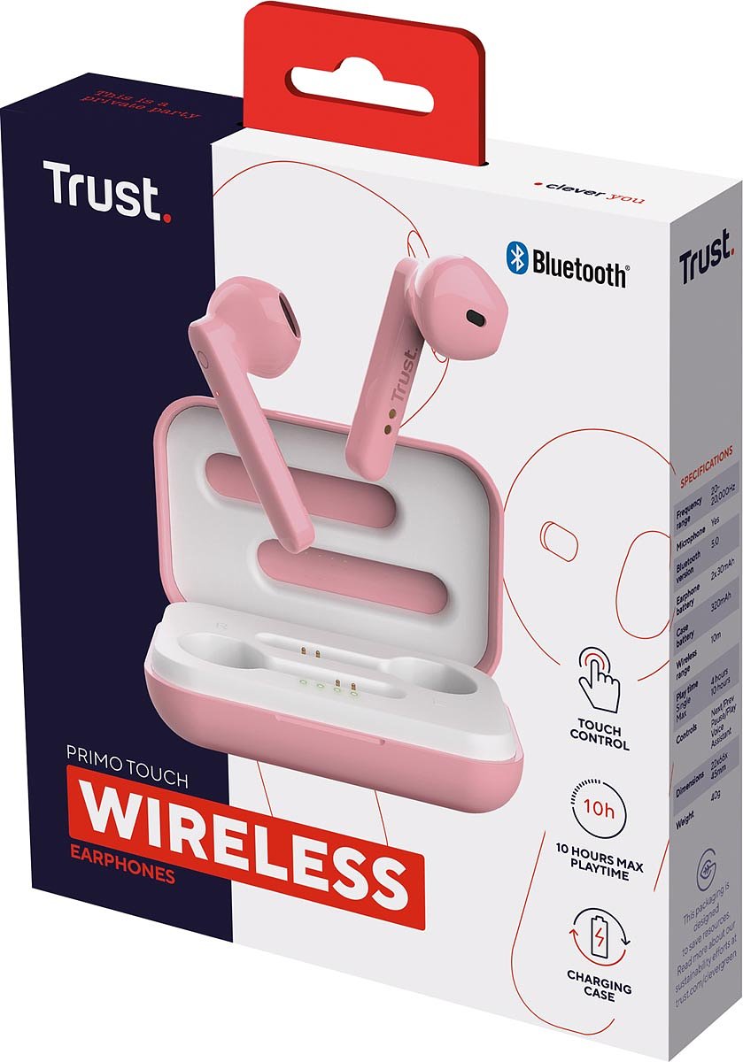 Trust Primo Touch Bluetooth draadloze oortjes, roze