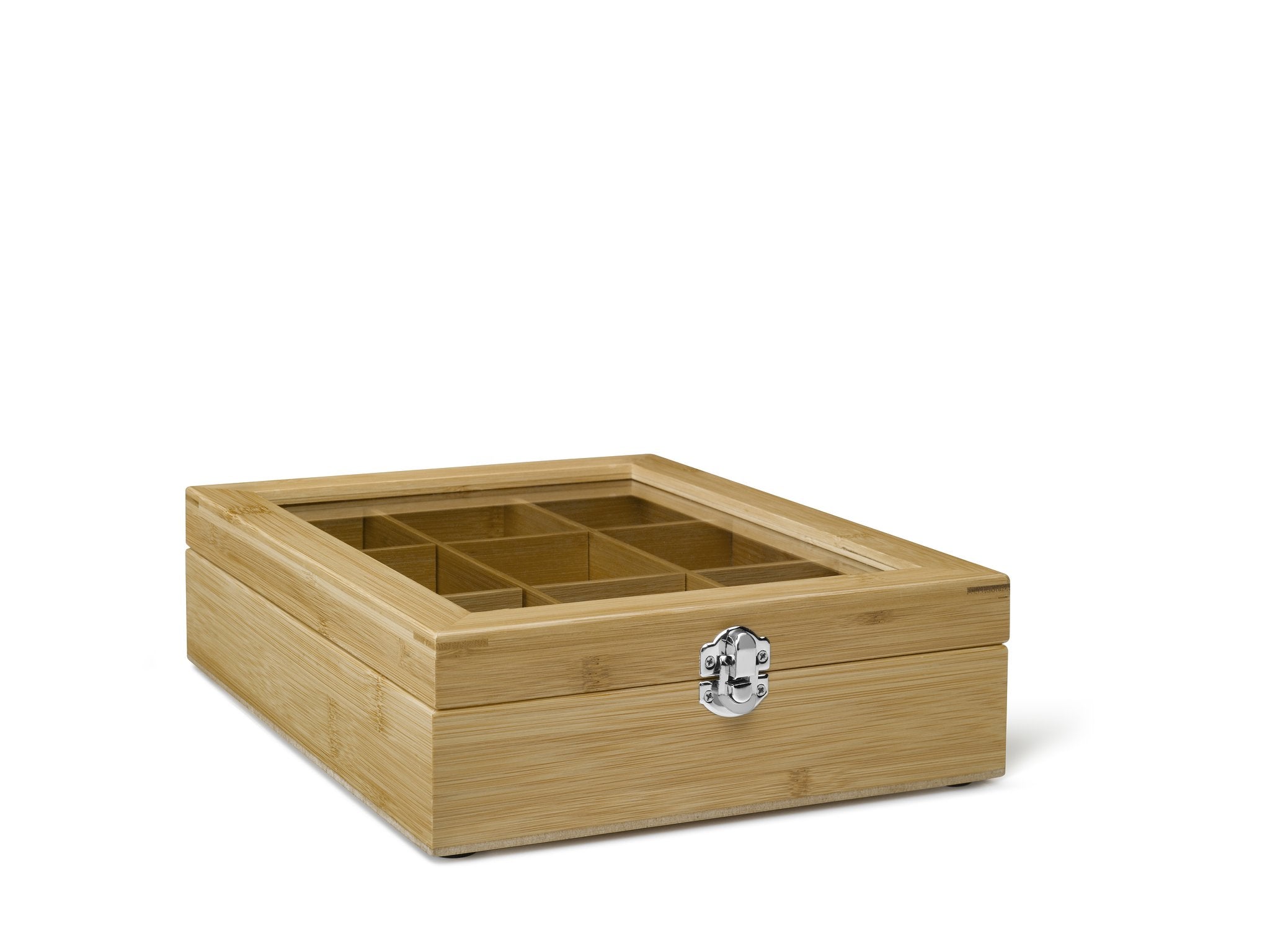 Bredemeijer Tea box 9 comp. with window bamboo natural