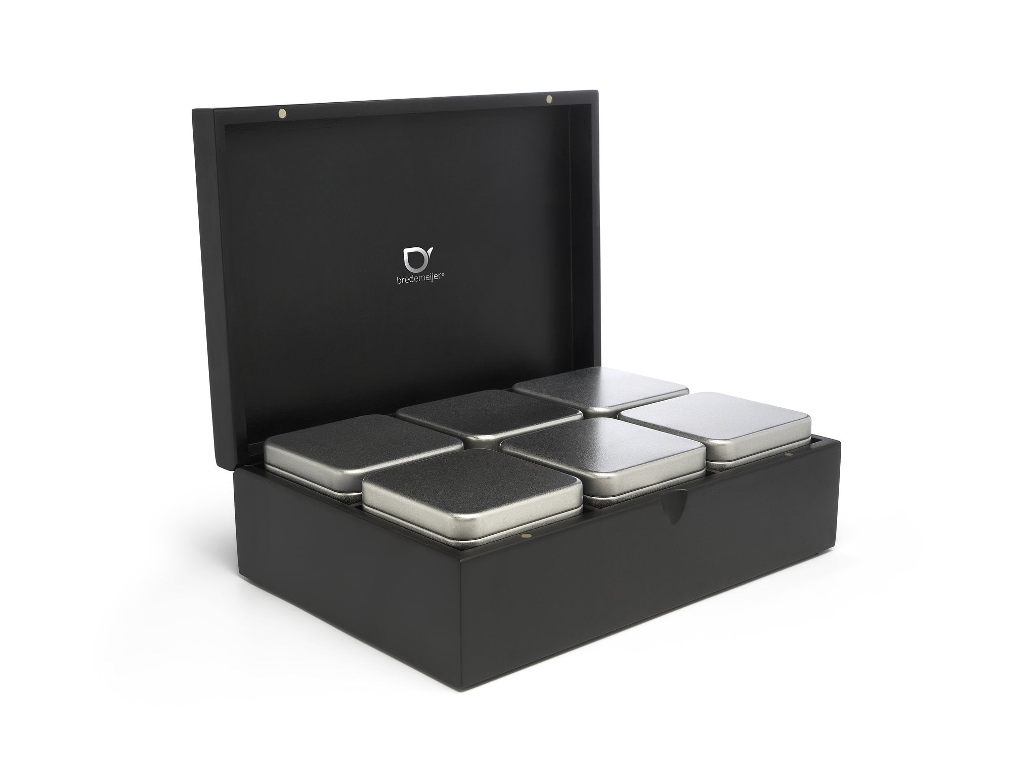 Bredemeijer Tea box bamboo black with 6 canisters